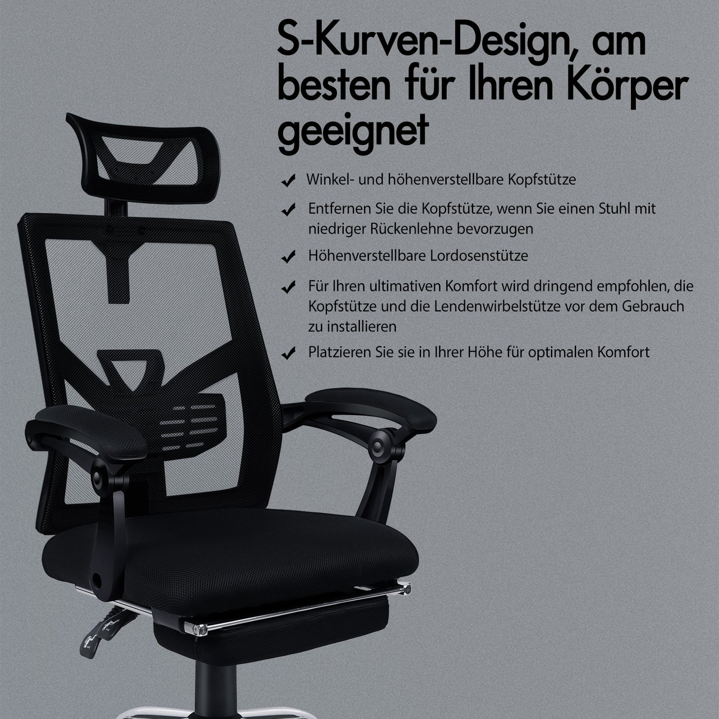 ALFORDSON Mesh Bürostuhl Gaming Executive Sitz Verstellbare Fußstütze Liege