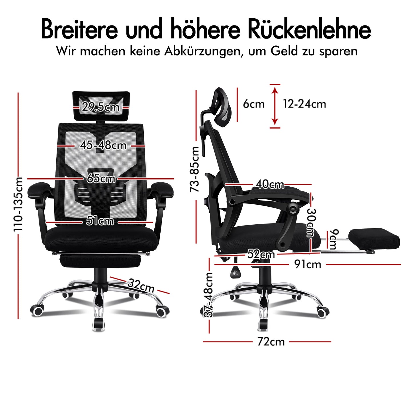 ALFORDSON Mesh Bürostuhl Gaming Executive Sitz Verstellbare Fußstütze Liege