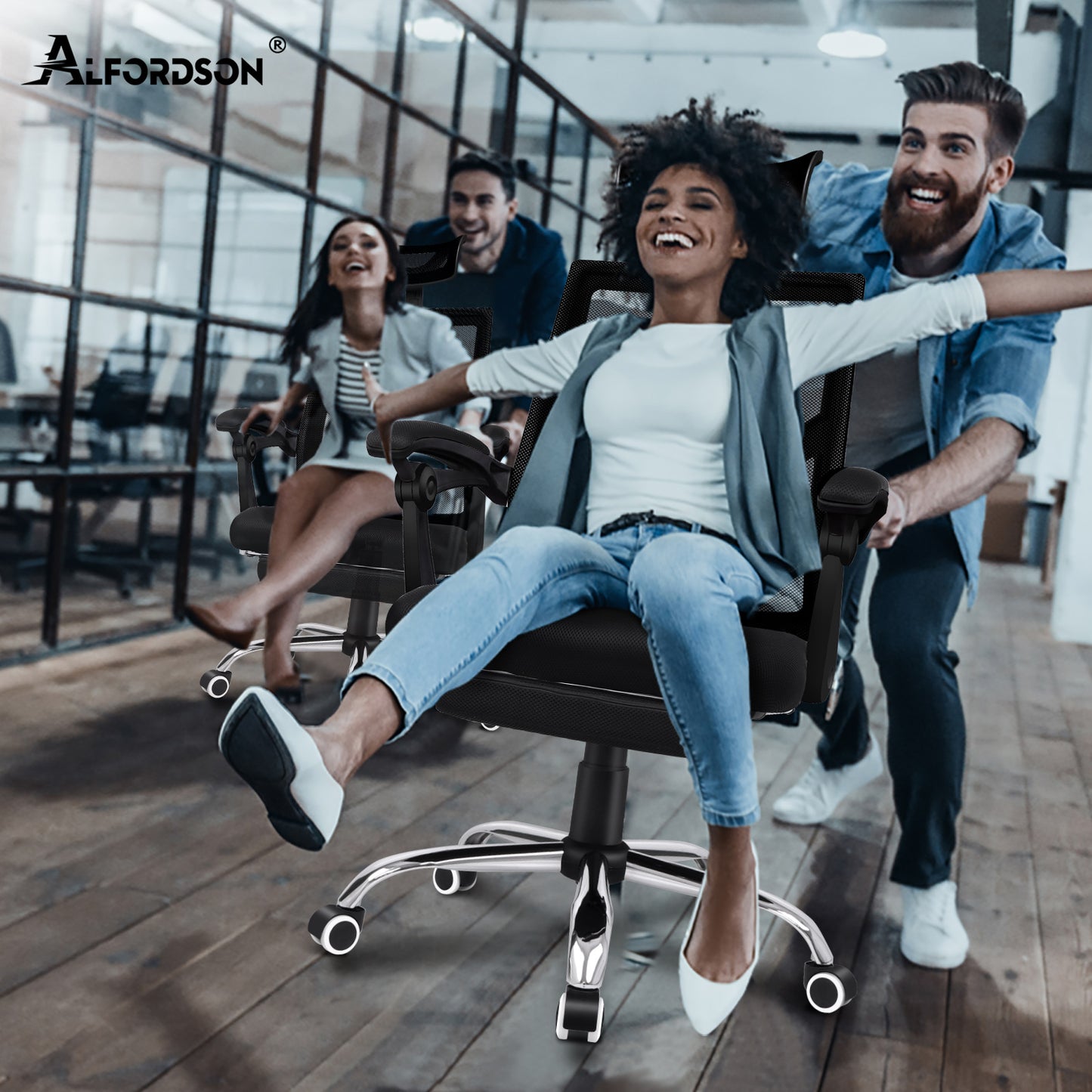 ALFORDSON Mesh Bürostuhl Gaming Executive Sitz Verstellbare Fußstütze Liege
