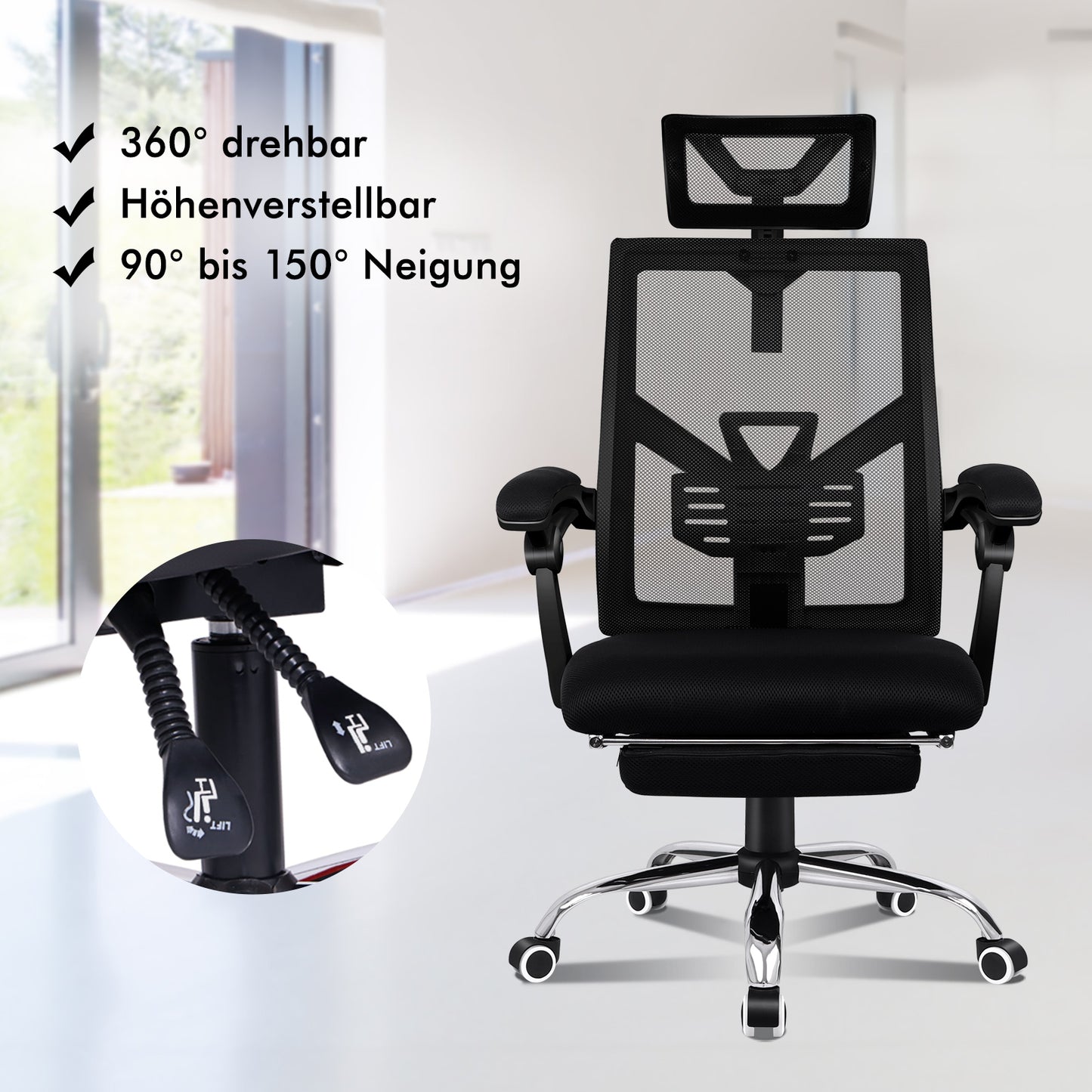 ALFORDSON Mesh Bürostuhl Gaming Executive Sitz Verstellbare Fußstütze Liege