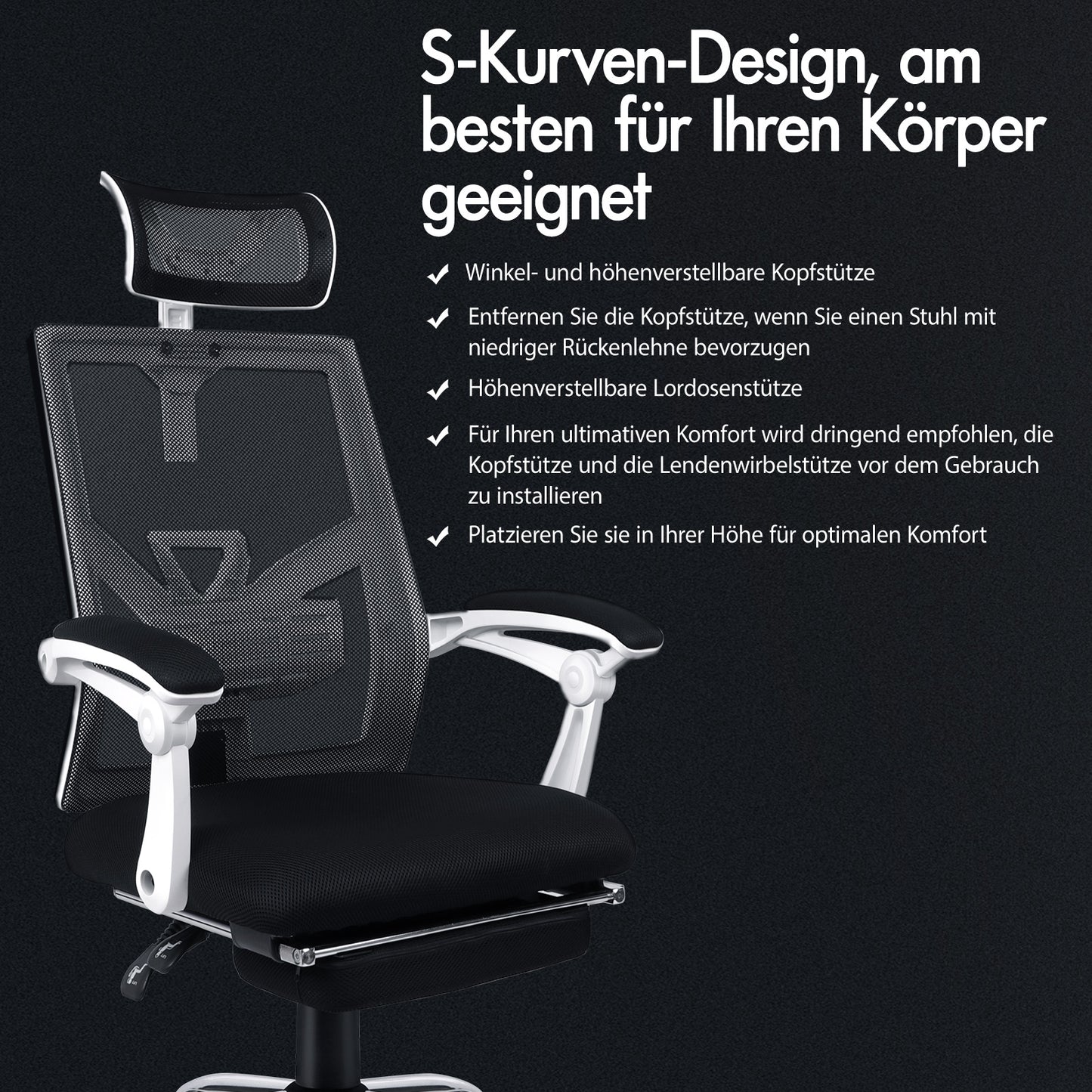 ALFORDSON Mesh Bürostuhl Gaming Executive Sitz Verstellbare Fußstütze Liege