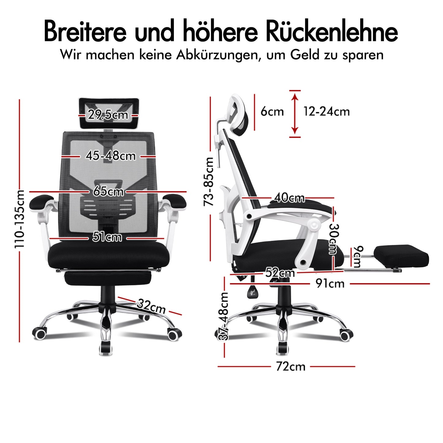 ALFORDSON Mesh Bürostuhl Gaming Executive Sitz Verstellbare Fußstütze Liege