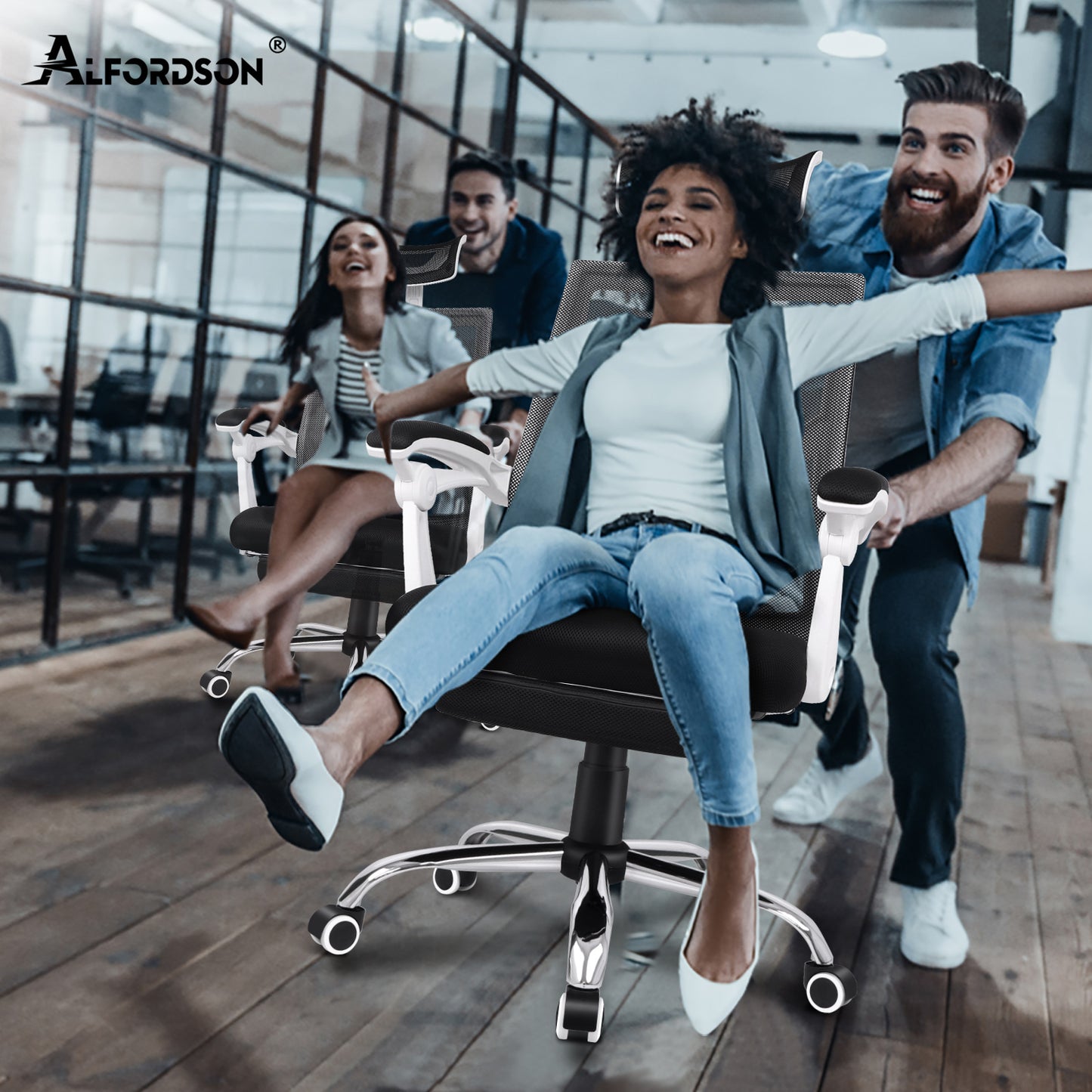 ALFORDSON Mesh Bürostuhl Gaming Executive Sitz Verstellbare Fußstütze Liege