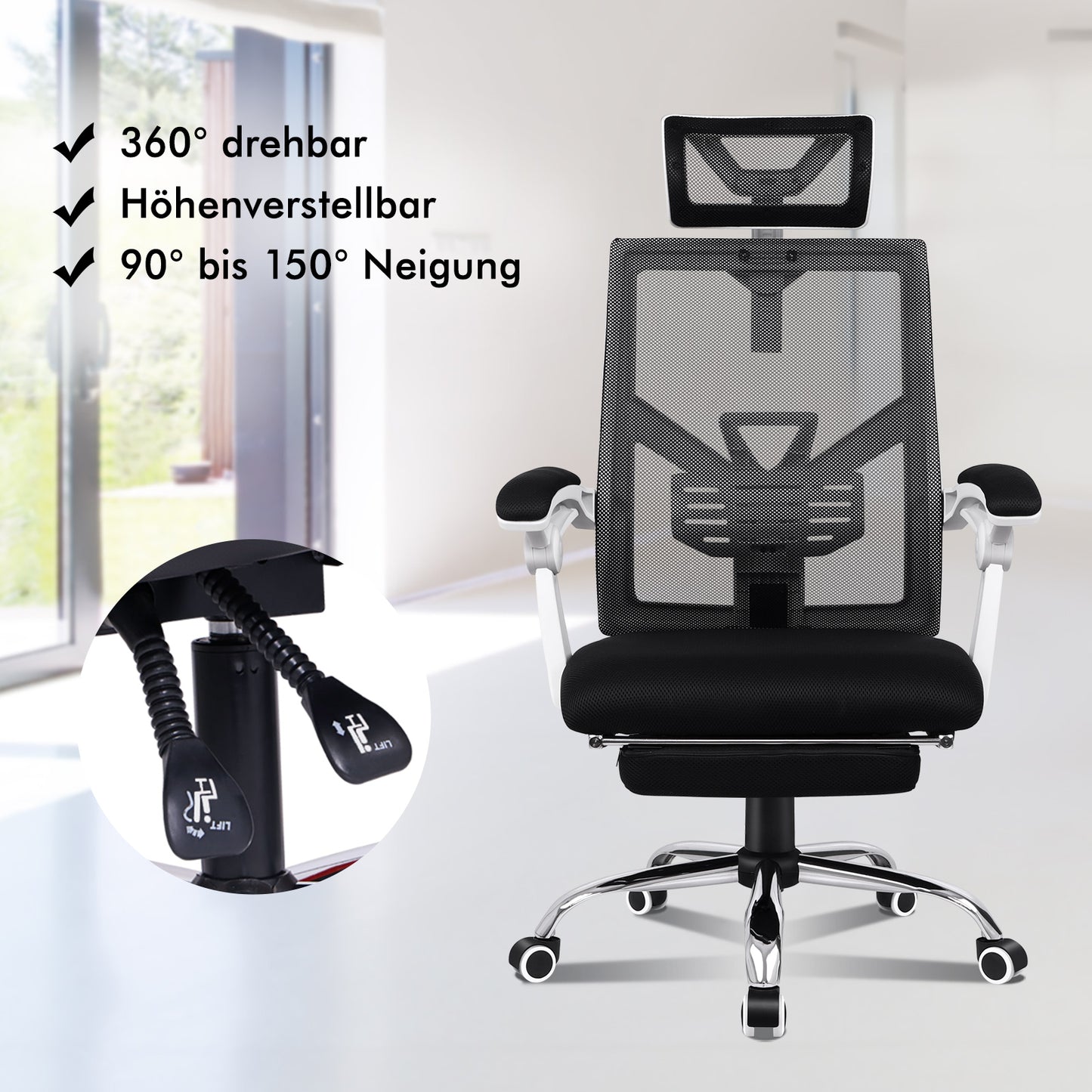 ALFORDSON Mesh Bürostuhl Gaming Executive Sitz Verstellbare Fußstütze Liege
