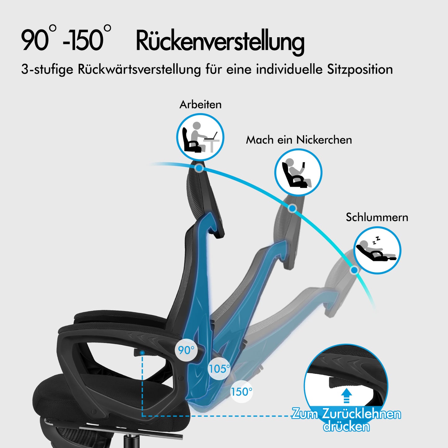 ALFORDSON Mesh Bürostuhl Executive Computer Liege Stoff Racing Sitz Arbeit, Nova, Schwarz