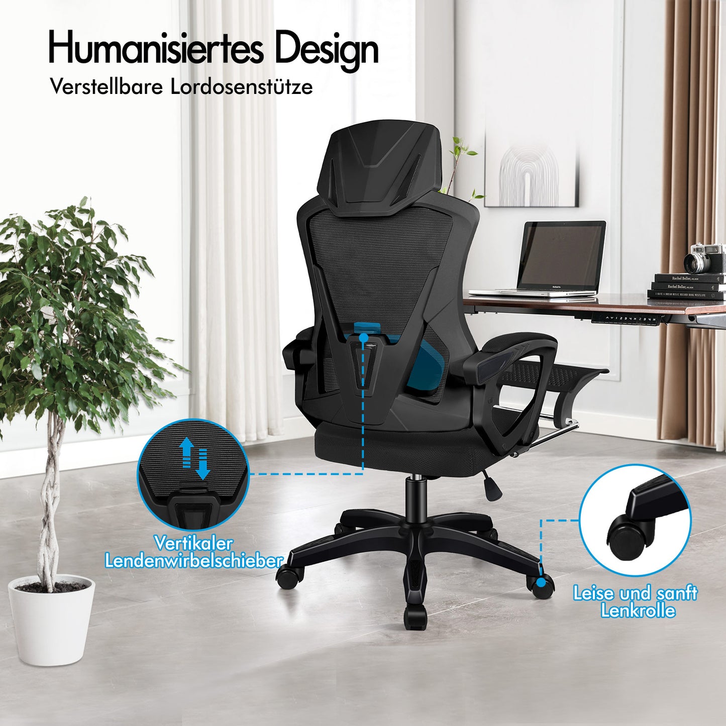 ALFORDSON Mesh Bürostuhl Executive Computer Liege Stoff Racing Sitz Arbeit, Nova, Schwarz