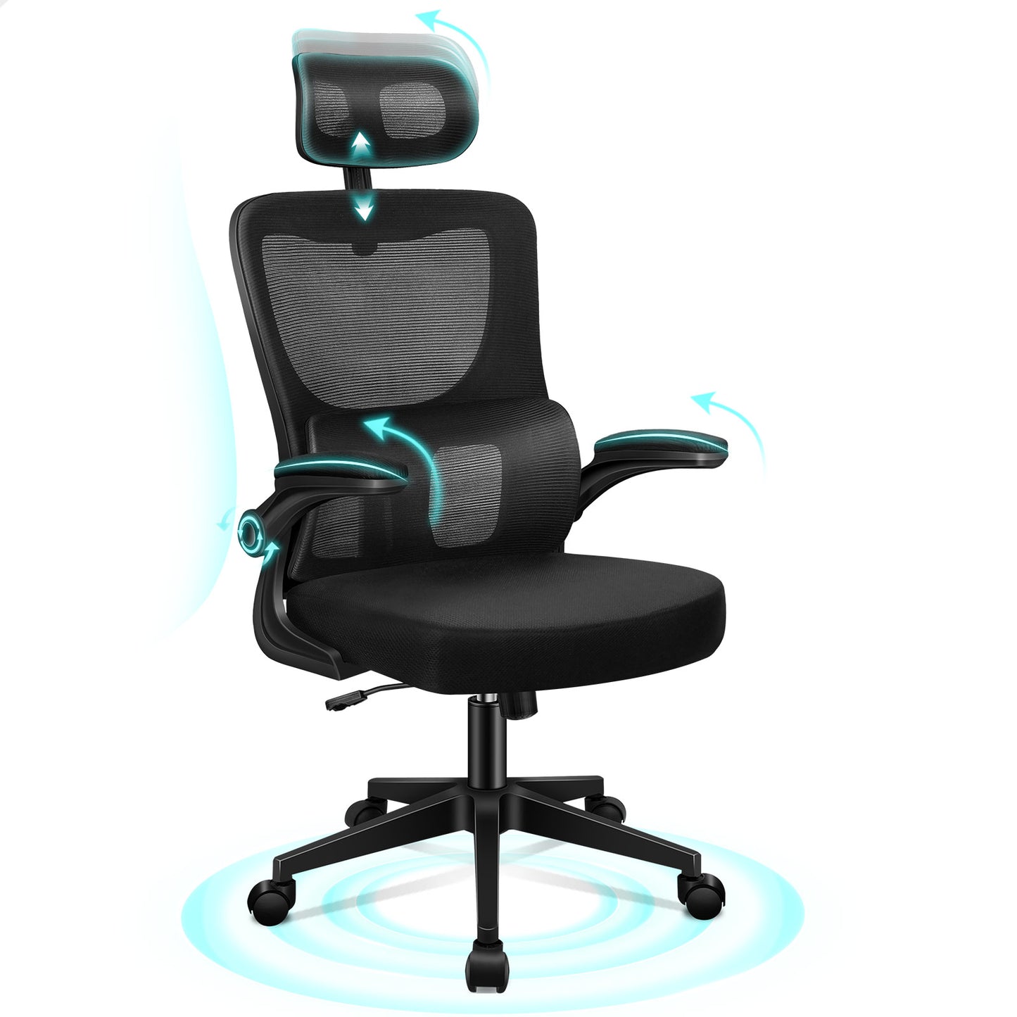 ALFORDSON Netzgewebe Bürostuhl Gaming Führungskräfte Computer Sitz Arbeit, Nyles, Schwarz
