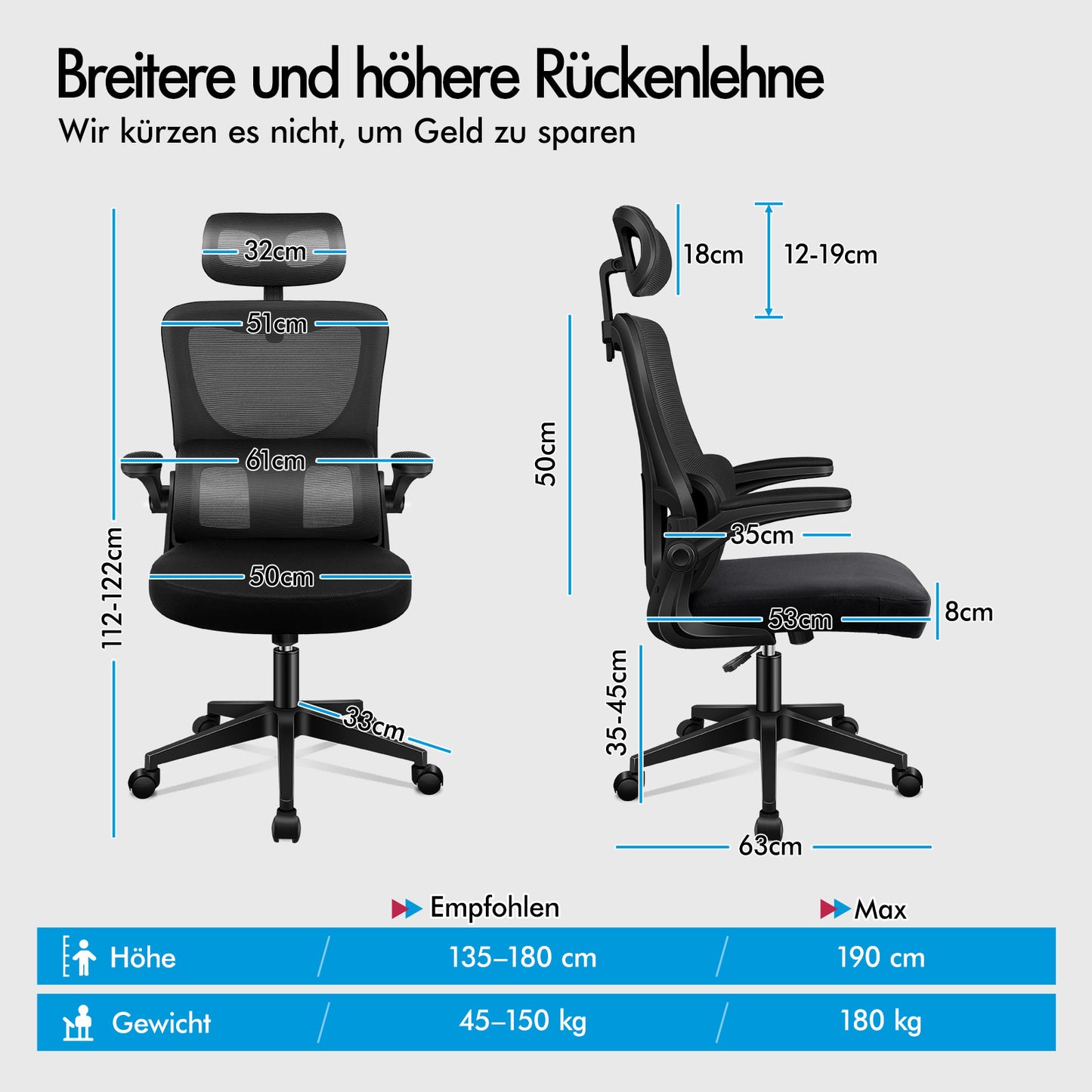 ALFORDSON Netzgewebe Bürostuhl Gaming Führungskräfte Computer Sitz Arbeit, Nyles, Schwarz
