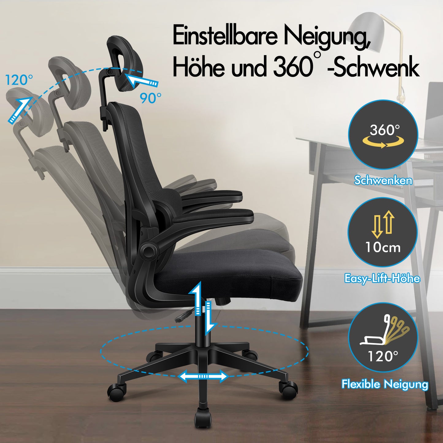 ALFORDSON Netzgewebe Bürostuhl Gaming Führungskräfte Computer Sitz Arbeit, Nyles, Schwarz
