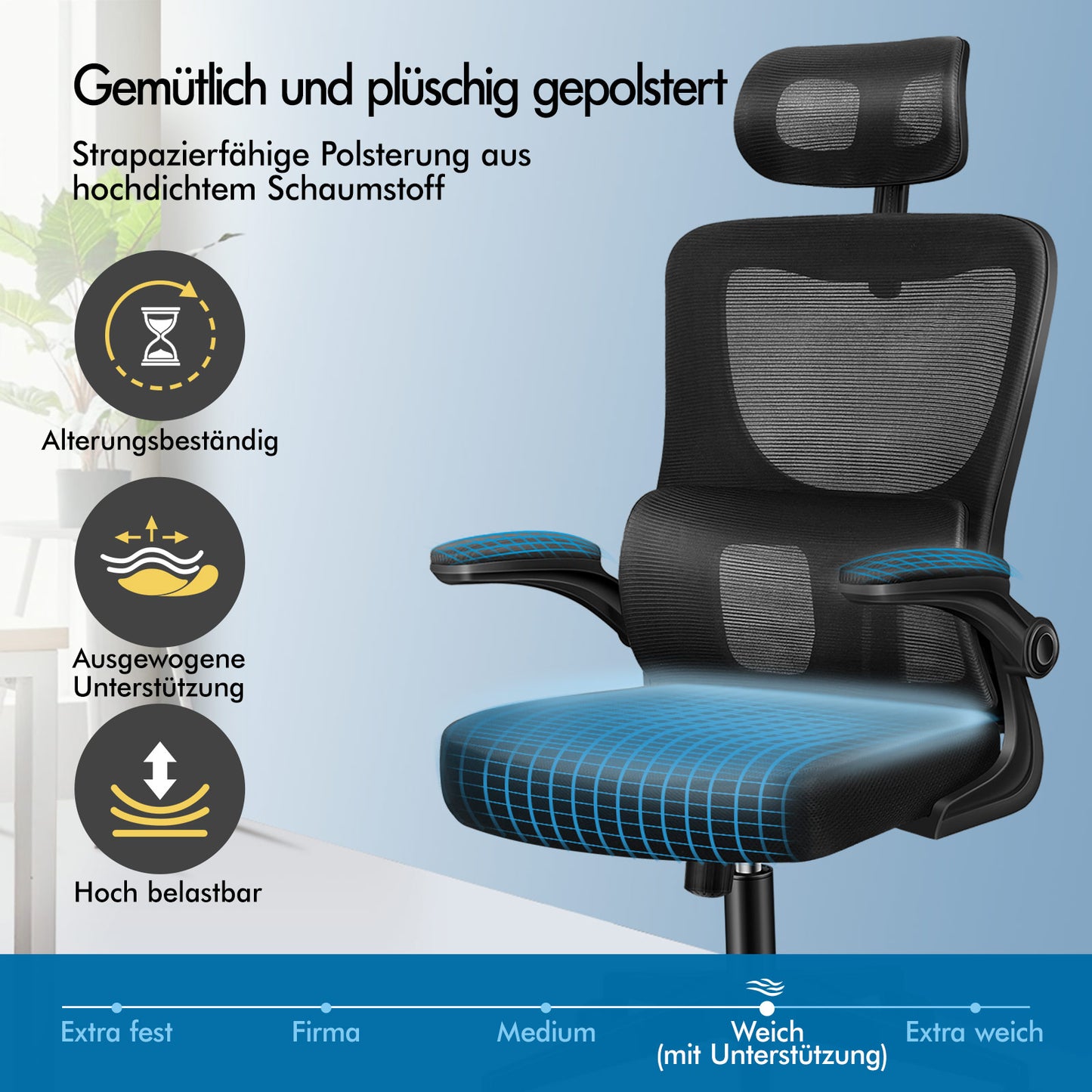 ALFORDSON Netzgewebe Bürostuhl Gaming Führungskräfte Computer Sitz Arbeit, Nyles, Schwarz