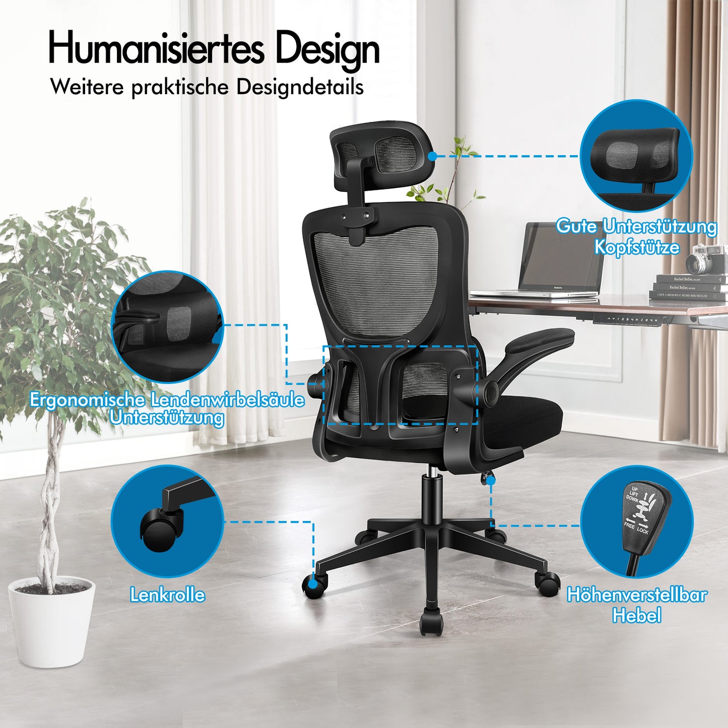 ALFORDSON Netzgewebe Bürostuhl Gaming Führungskräfte Computer Sitz Arbeit, Nyles, Schwarz