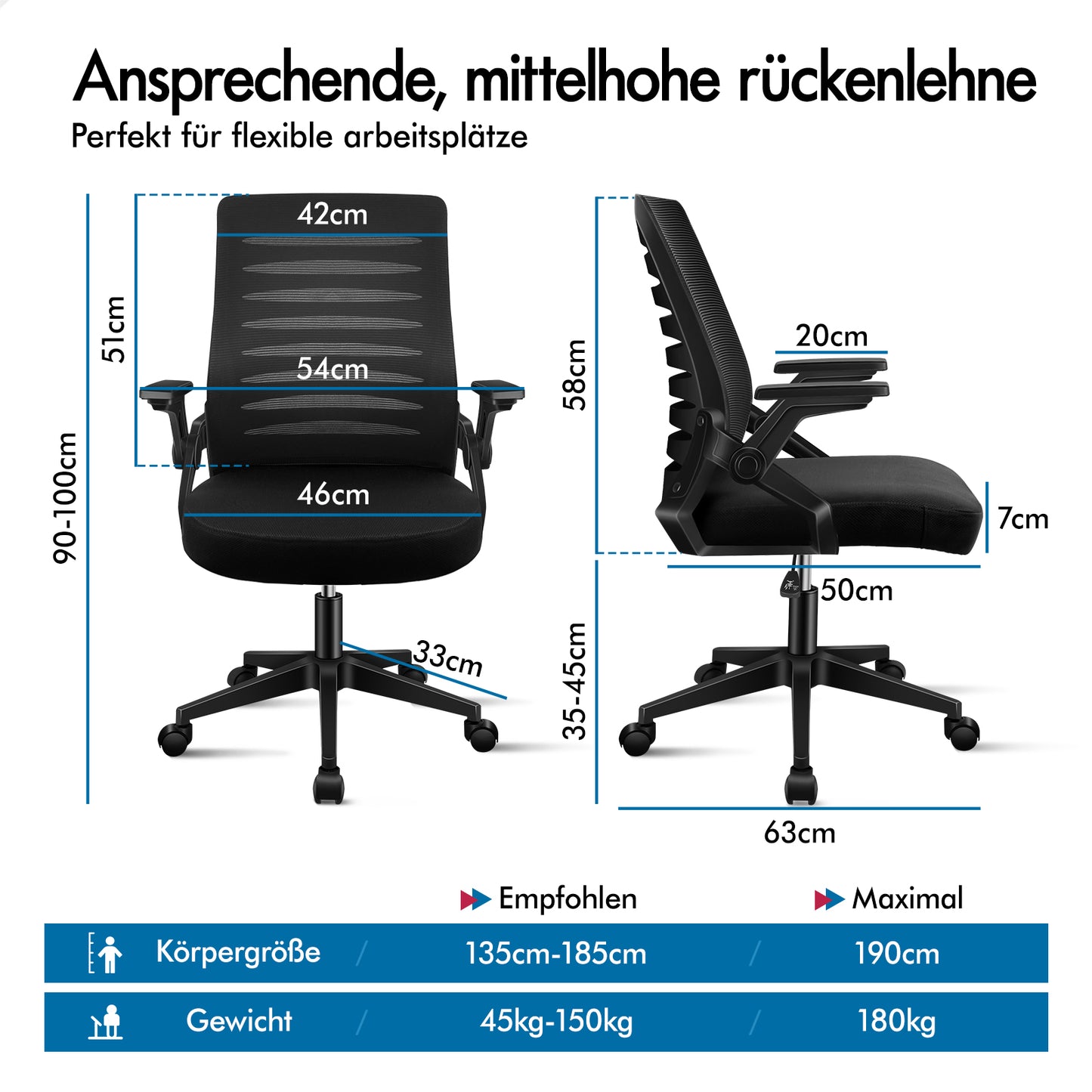 ALFORDSON Mesh Bürostuhl Executive Computer Liege Stoff Racing Sitz Arbeit, Wale, Schwarz
