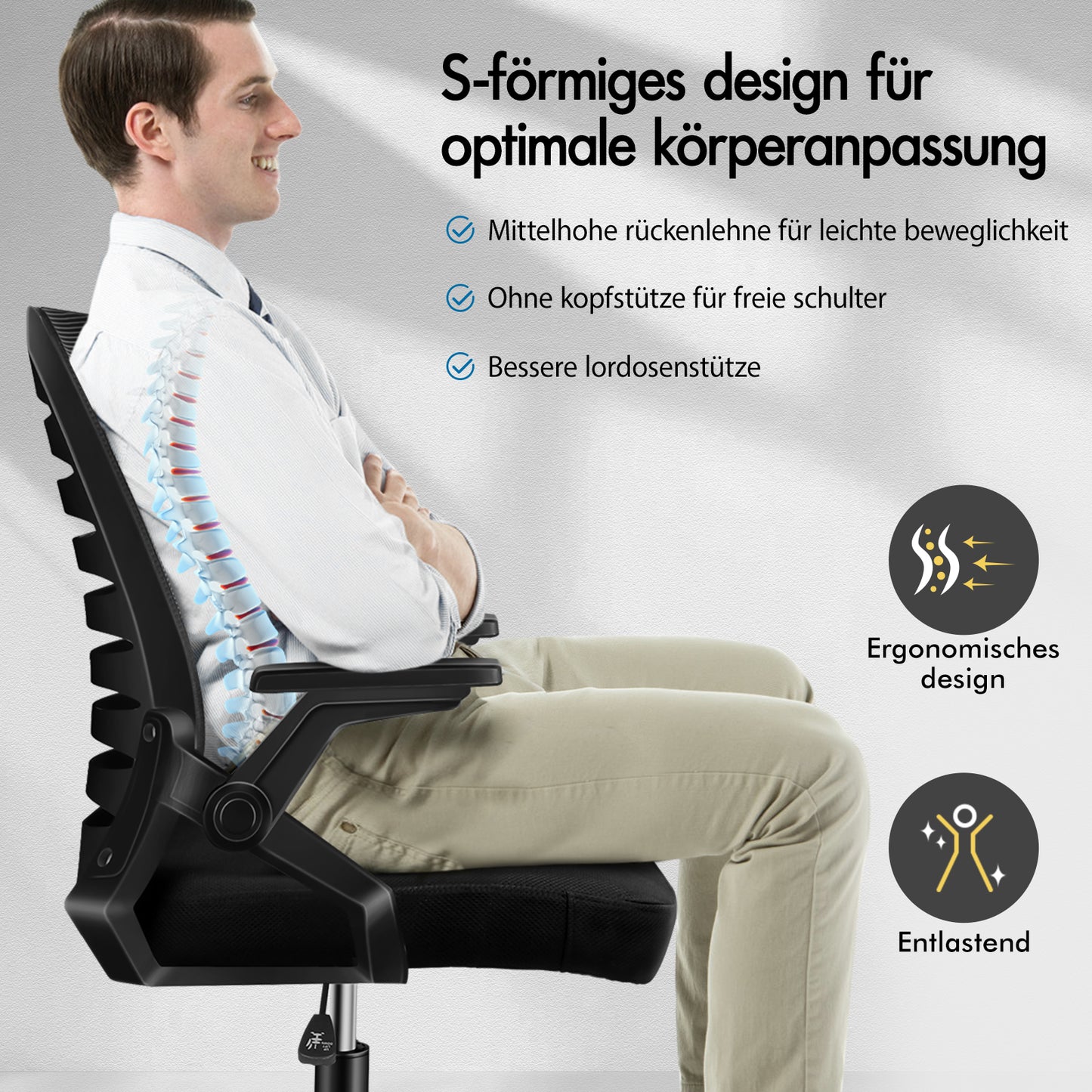 ALFORDSON Mesh Bürostuhl Executive Computer Liege Stoff Racing Sitz Arbeit, Wale, Schwarz