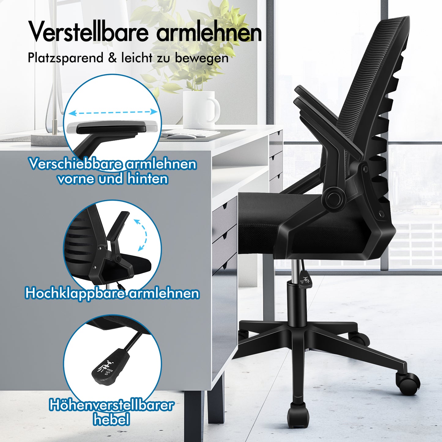 ALFORDSON Mesh Bürostuhl Executive Computer Liege Stoff Racing Sitz Arbeit, Wale, Schwarz