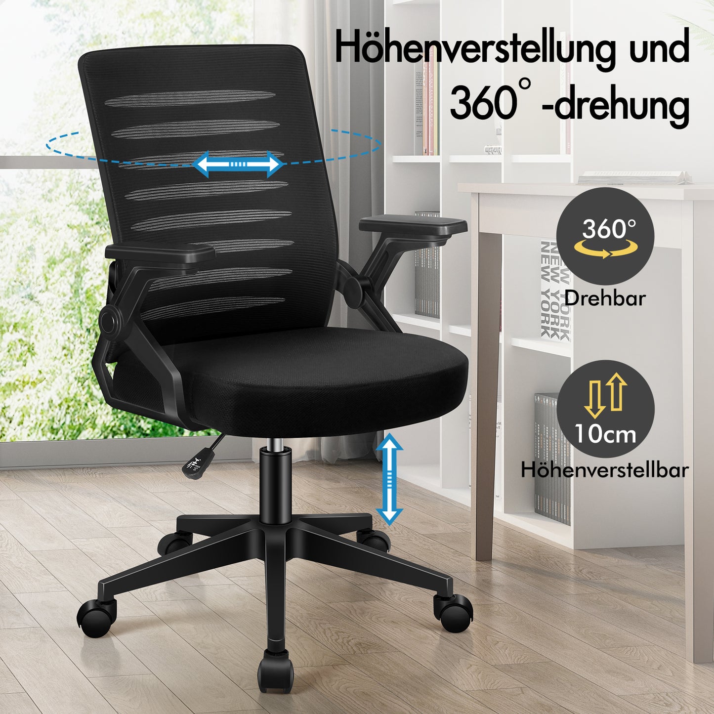 ALFORDSON Mesh Bürostuhl Executive Computer Liege Stoff Racing Sitz Arbeit, Wale, Schwarz
