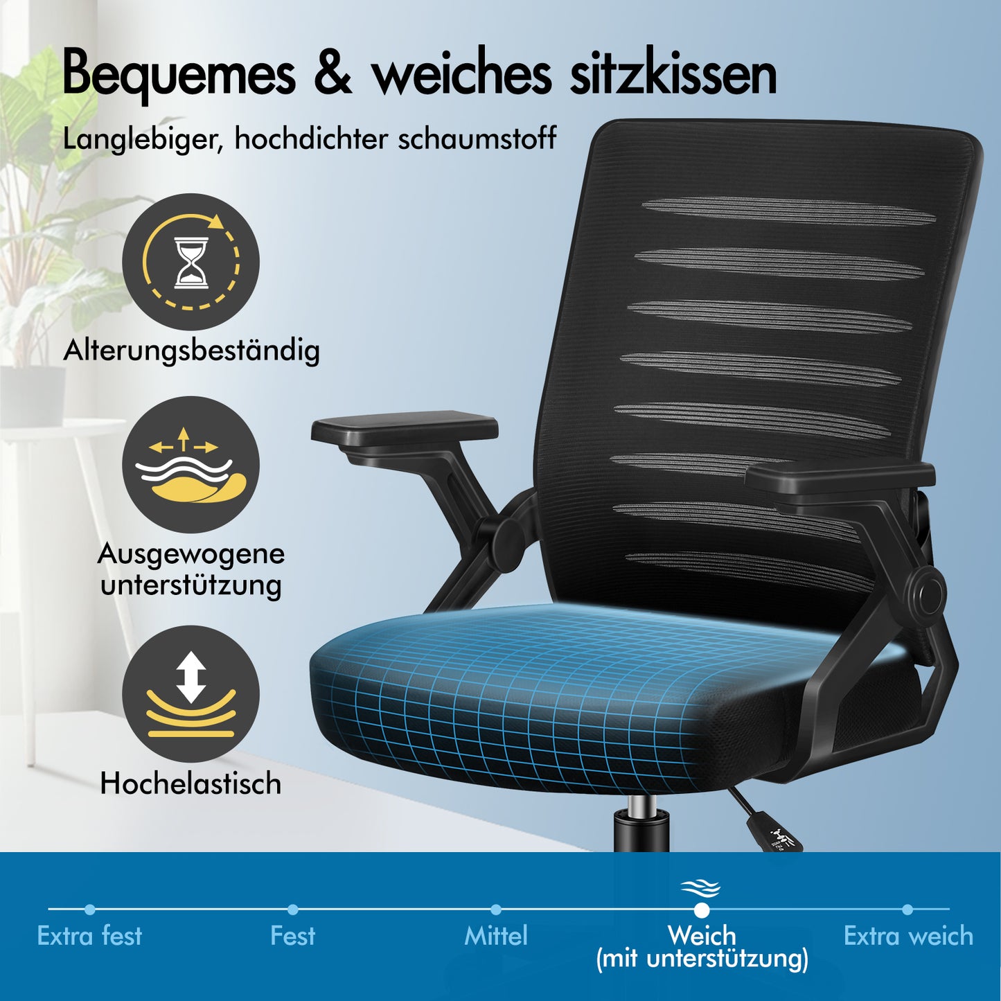 ALFORDSON Mesh Bürostuhl Executive Computer Liege Stoff Racing Sitz Arbeit, Wale, Schwarz