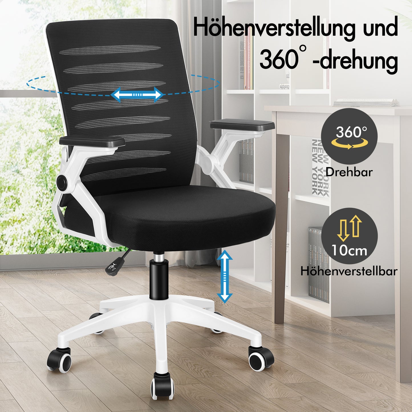 ALFORDSON Mesh Bürostuhl Executive Computer Liege Stoff Racing Sitz Arbeit, Wale, Schwarz & Weiß