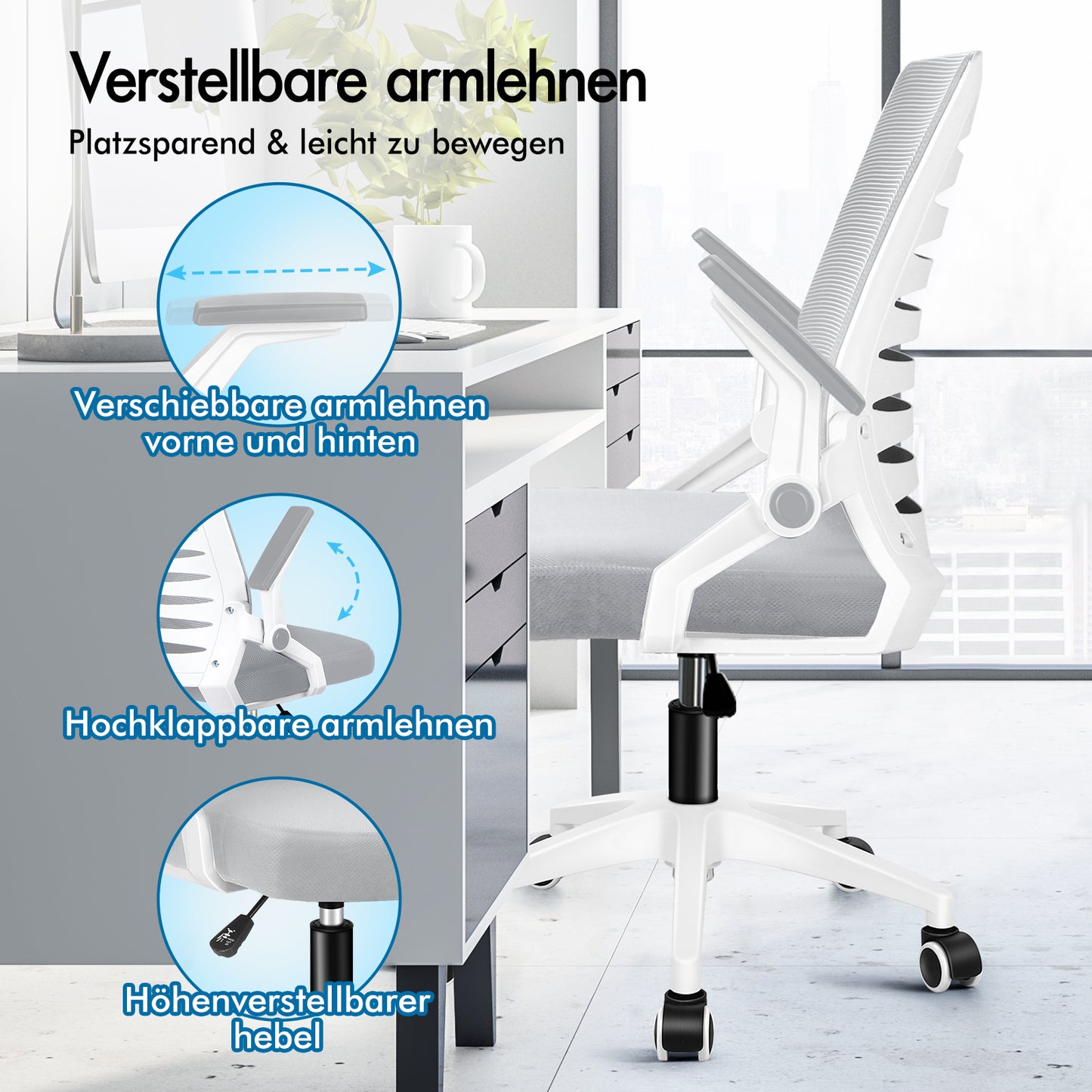 ALFORDSON Mesh Bürostuhl Executive Computer Liege Stoff Racing Sitz Arbeit, Wale, Weiß & Grau