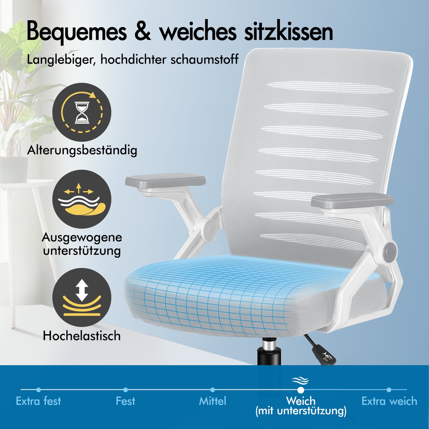 ALFORDSON Mesh Bürostuhl Executive Computer Liege Stoff Racing Sitz Arbeit, Wale, Weiß & Grau