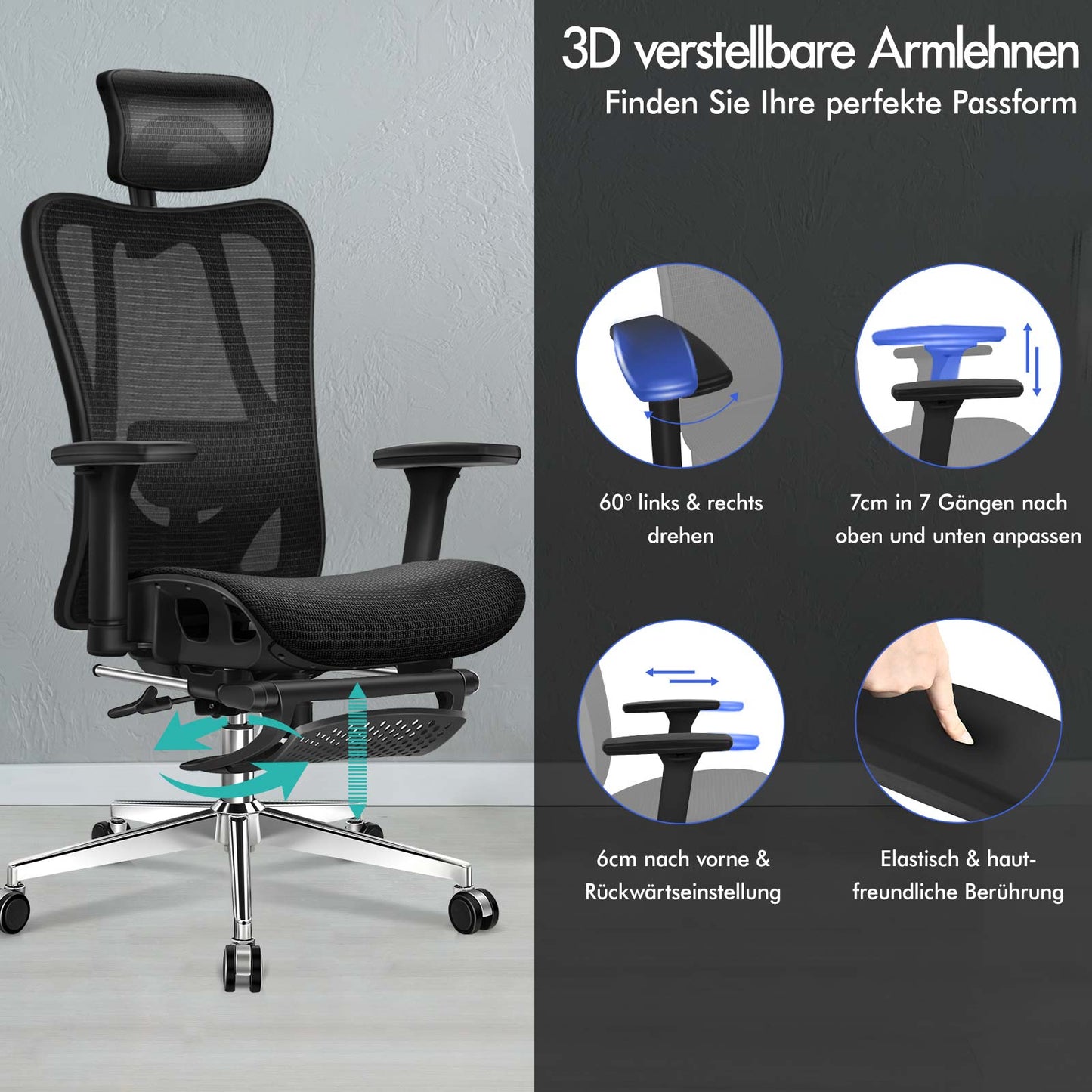 ALFORDSON Bürostuhl Ergonomischer Netzsitz Führungskraft Arbeit Computer Gaming