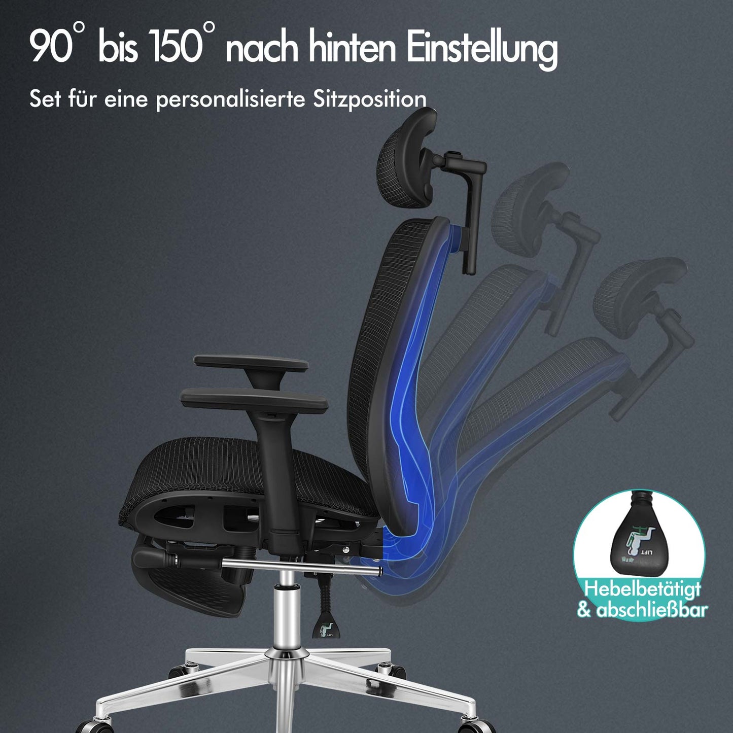 ALFORDSON Bürostuhl Ergonomischer Netzsitz Führungskraft Arbeit Computer Gaming