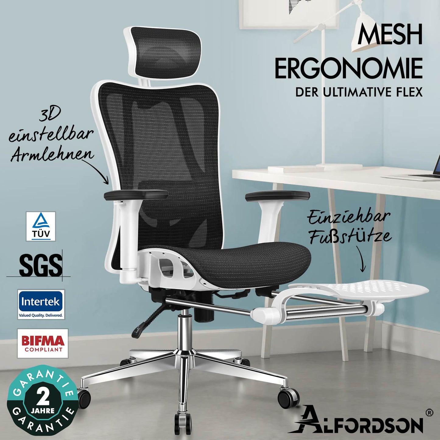 ALFORDSON Bürostuhl Ergonomischer Netzsitz Führungskraft Arbeit Computer Gaming