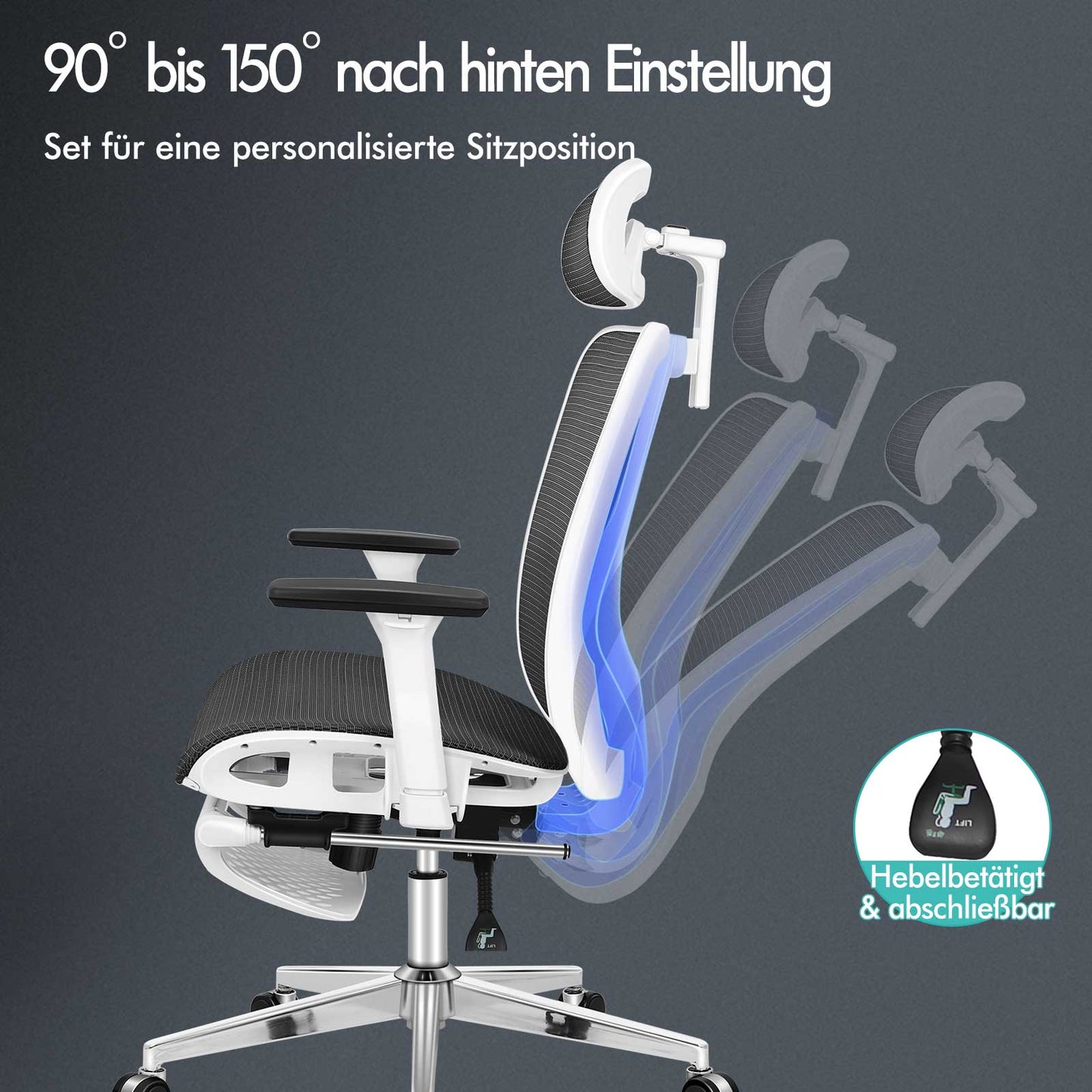 ALFORDSON Bürostuhl Ergonomischer Netzsitz Führungskraft Arbeit Computer Gaming