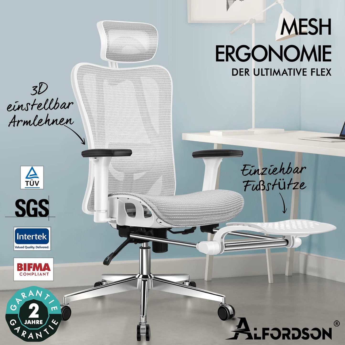 ALFORDSON Bürostuhl Ergonomischer Netzsitz Führungskraft Arbeit Computer Gaming