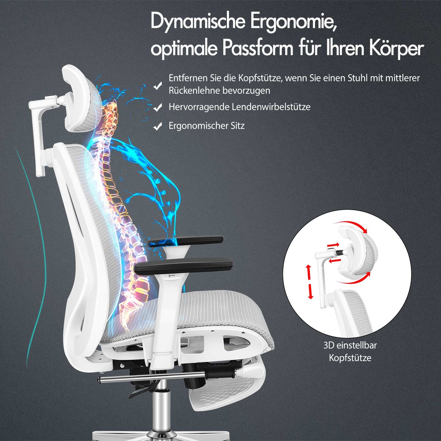 ALFORDSON Bürostuhl Ergonomischer Netzsitz Führungskraft Arbeit Computer Gaming