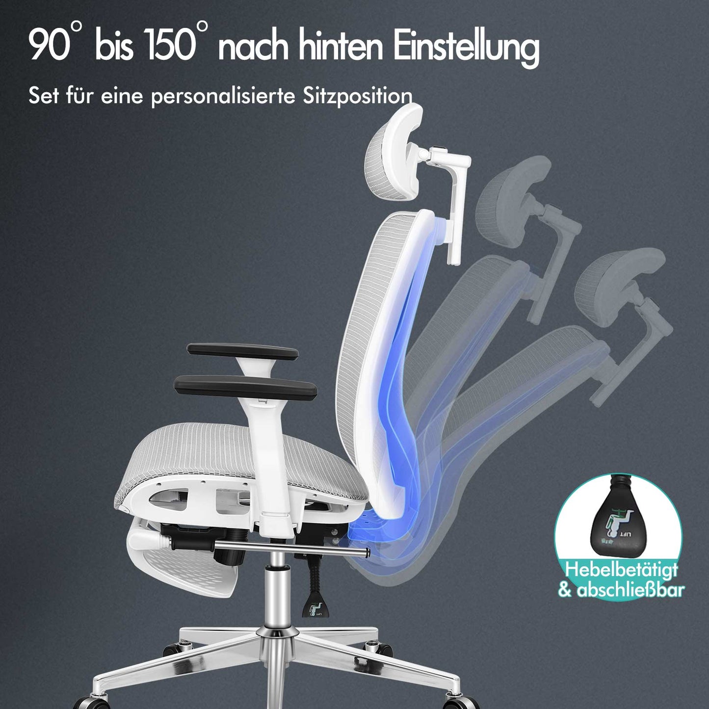 ALFORDSON Bürostuhl Ergonomischer Netzsitz Führungskraft Arbeit Computer Gaming