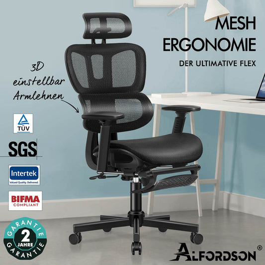 ALFORDSON Ergonomischer Bürostuhl mit Netzstoff die Arbeit am Computer Gaming