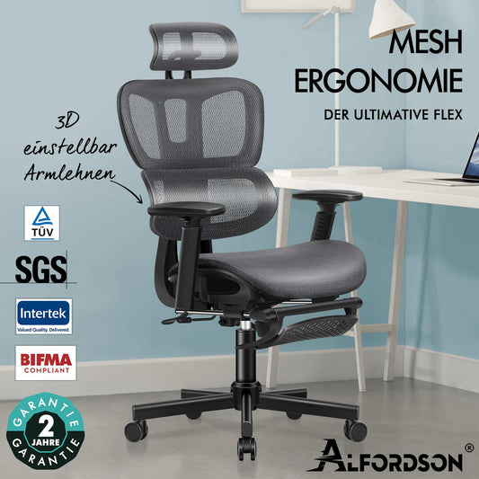 ALFORDSON Ergonomischer Bürostuhl mit Netzstoff die Arbeit am Computer Gaming