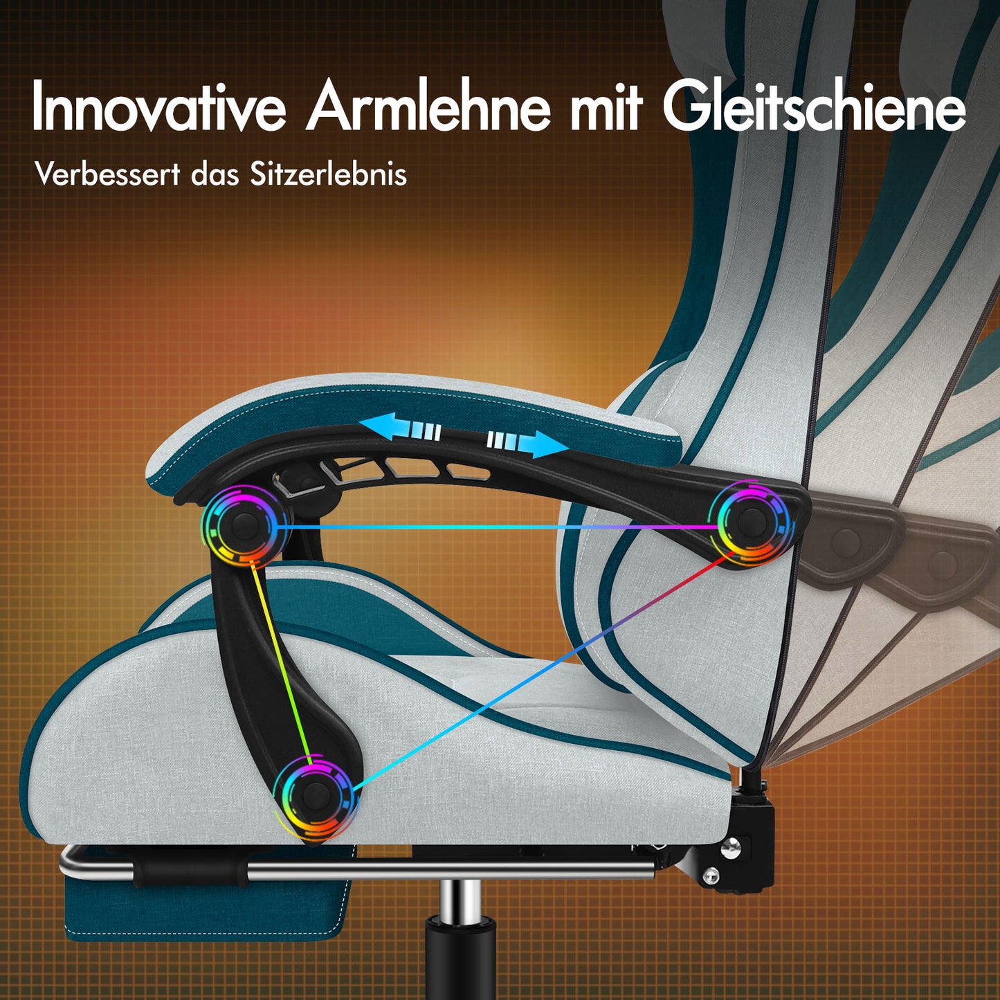 ALFORDSON Massage Bürostuhl Gaming Executive Sitz Leinenstoff Computer Racer, Kunstleder, Grau
