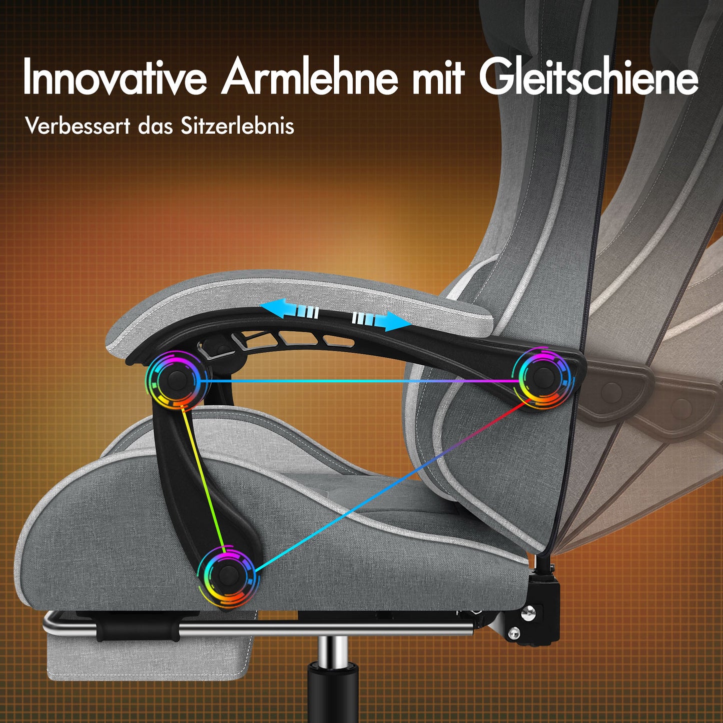 ALFORDSON Massage Bürostuhl Gaming Executive Sitz Leinenstoff Computer Racer, Kunstleder, Blau & Weiß