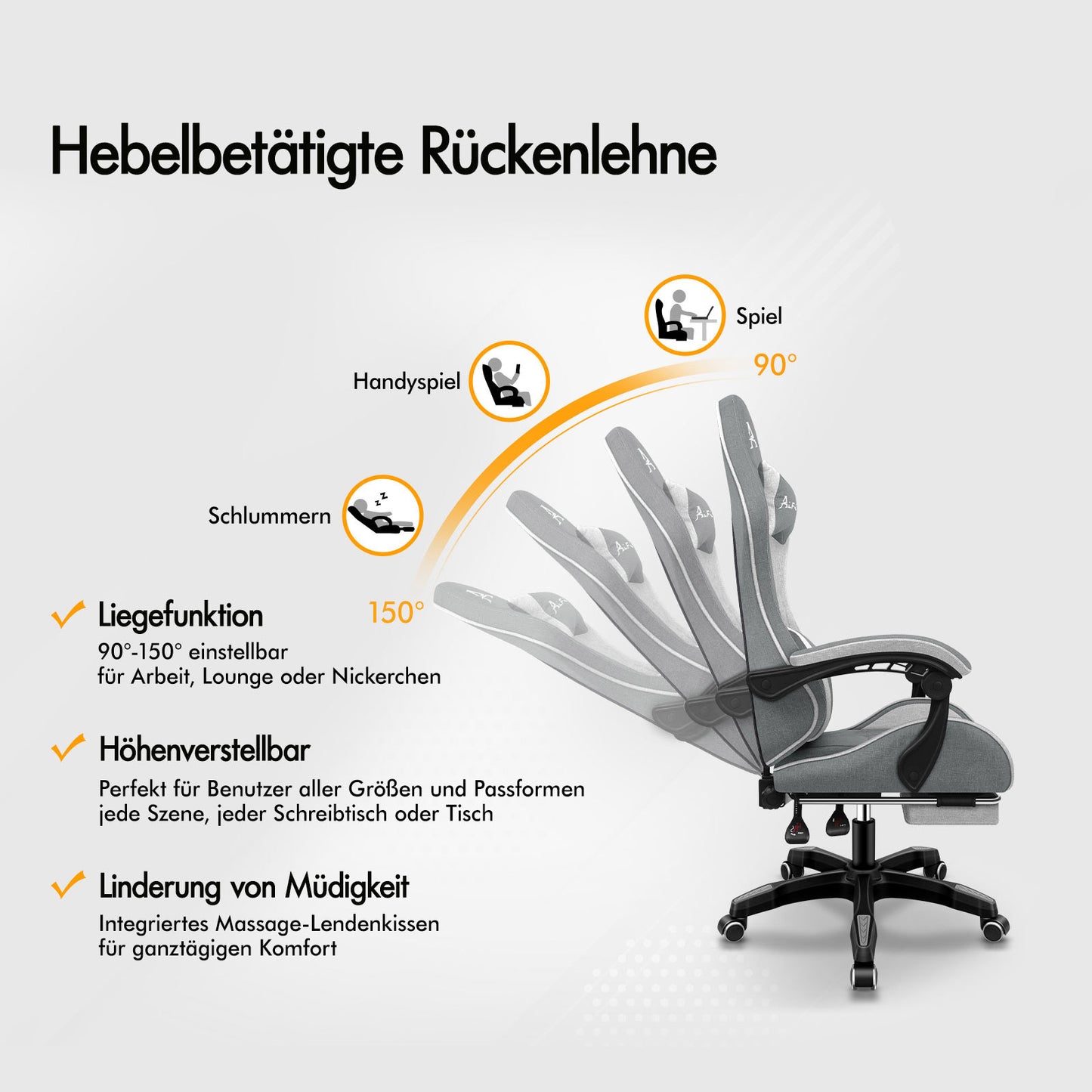 ALFORDSON Massage Bürostuhl Gaming Executive Sitz Leinenstoff Computer Racer, Kunstleder, Blau & Weiß