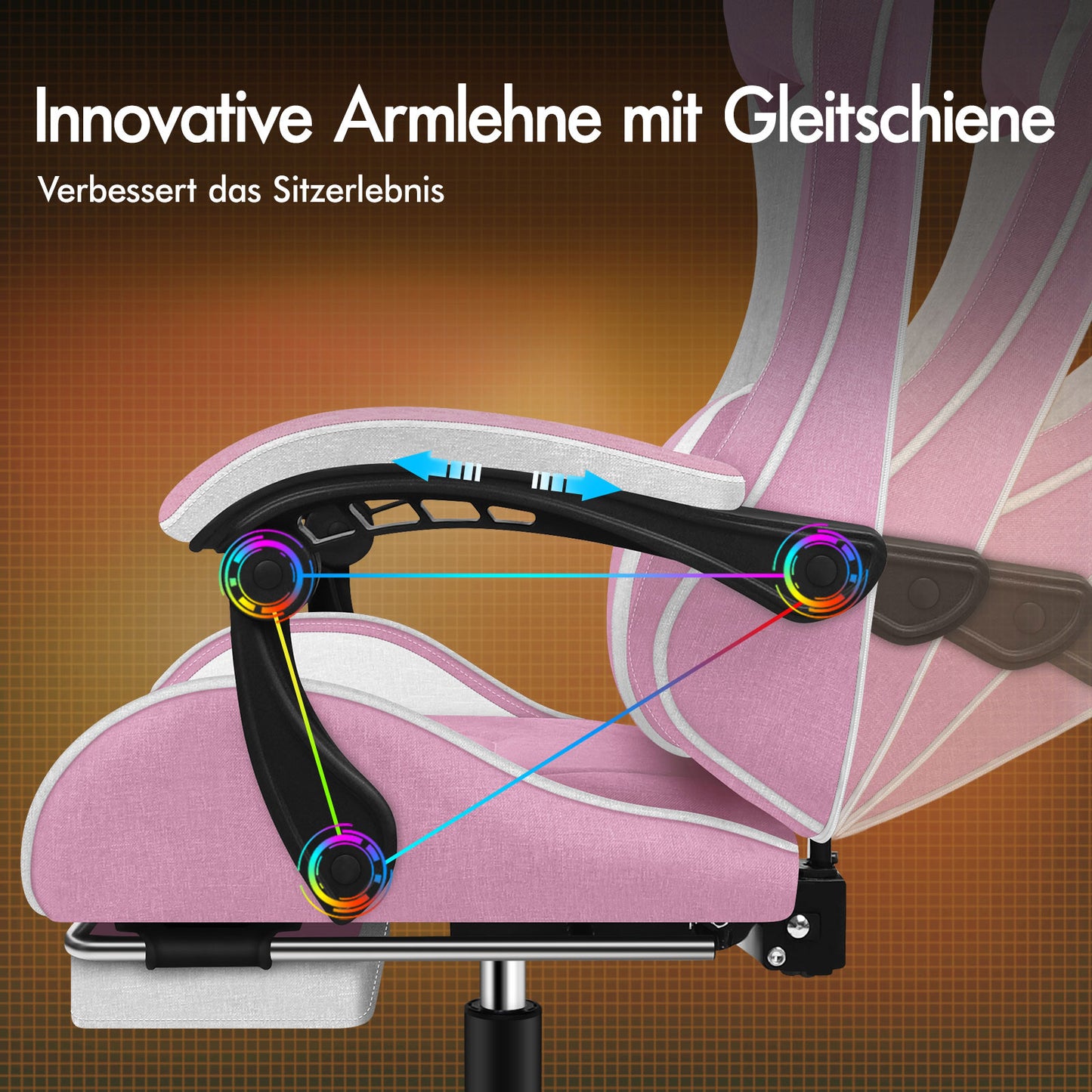 ALFORDSON Massage Bürostuhl Gaming Executive Sitz Leinenstoff Computer Racer, Kunstleder, Rosa und Weiß