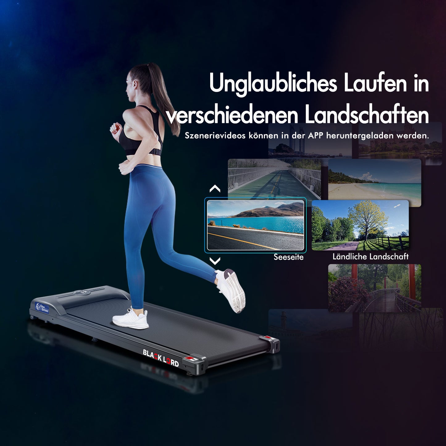 BLACK LORD Elektrisches Laufband Geh-Pad Zuhause Büro Fitnessstudio Fitness, Schwarz