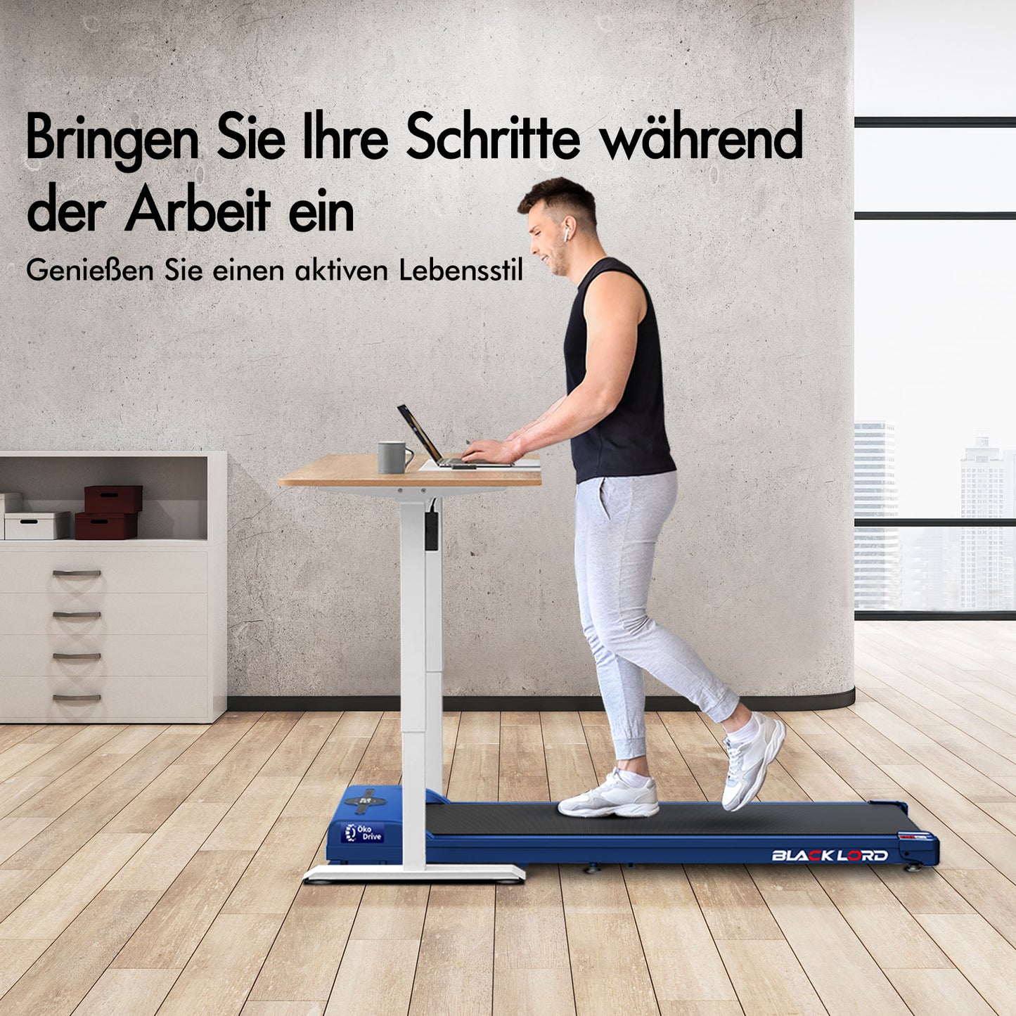BLACK LORD Elektrisches Laufband Geh-Pad Zuhause Büro Fitnessstudio Fitness