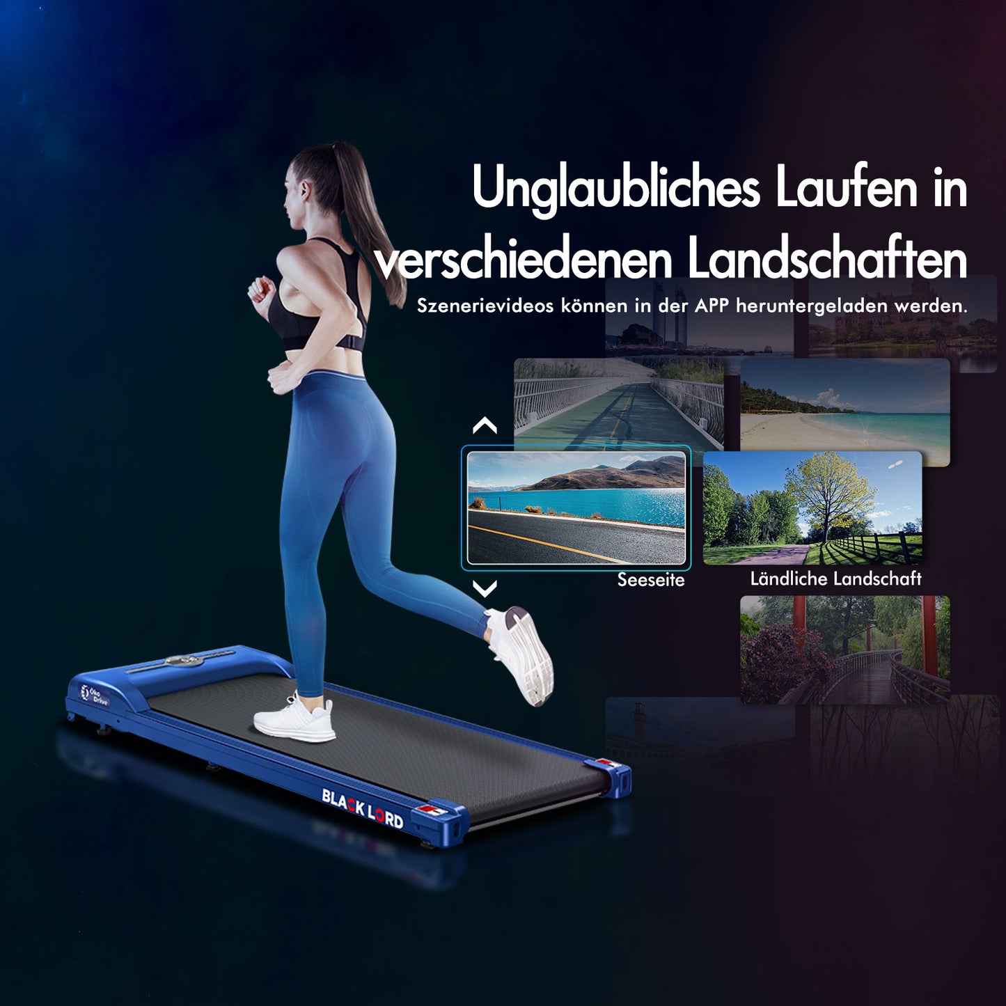 BLACK LORD Elektrisches Laufband Geh-Pad Zuhause Büro Fitnessstudio Fitness, Blau