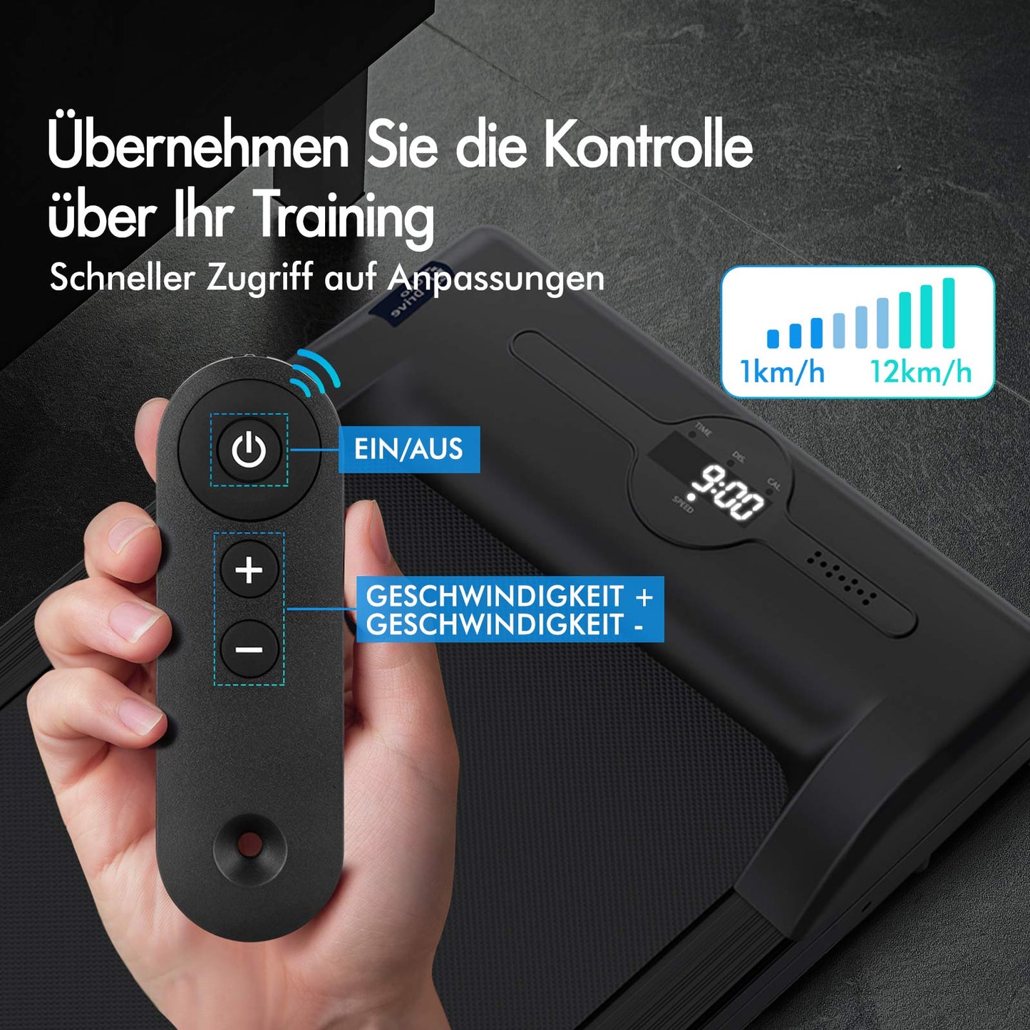 BLACK LORD Laufband Elektrisch Laufkissen Zuhause Büro Fitnessstudio Faltbar, mit Griff, Schwarz