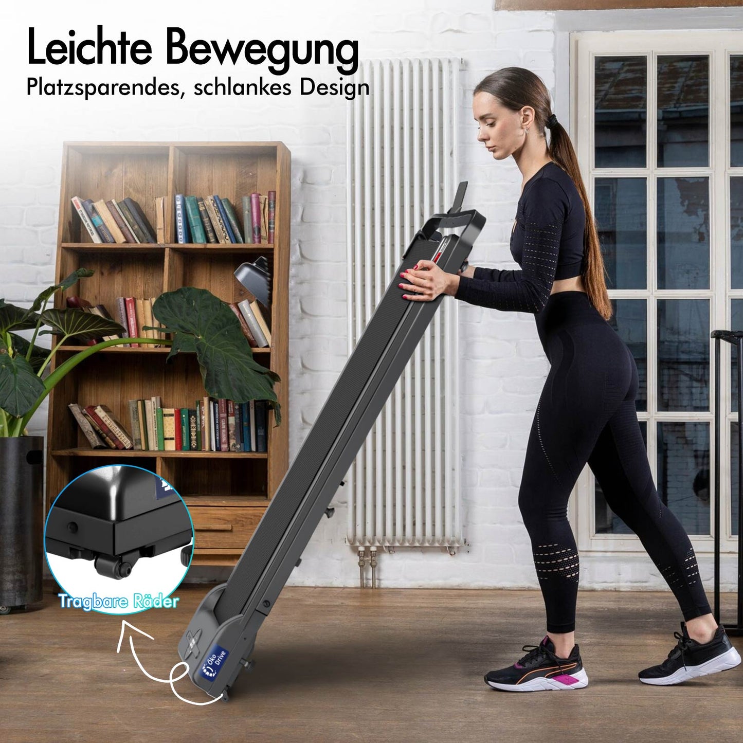 BLACK LORD Laufband Elektrisch Laufkissen Zuhause Büro Fitnessstudio Faltbar, mit Griff, Schwarz