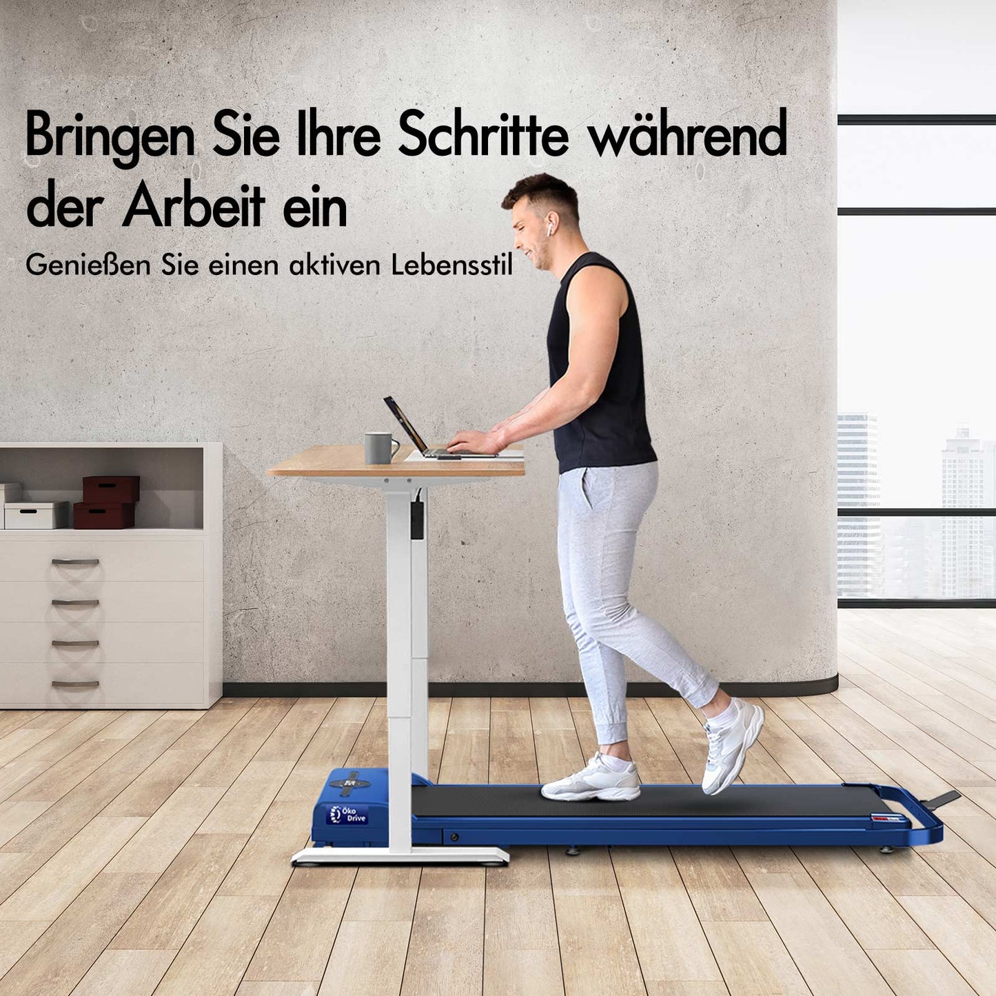 BLACK LORD Laufband Elektrisch Laufkissen Zuhause Büro Fitnessstudio Faltbar, mit Griff, Blau