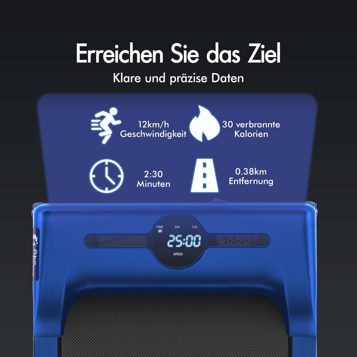 BLACK LORD Laufband Elektrisch Laufkissen Zuhause Büro Fitnessstudio Faltbar, mit Griff, Blau