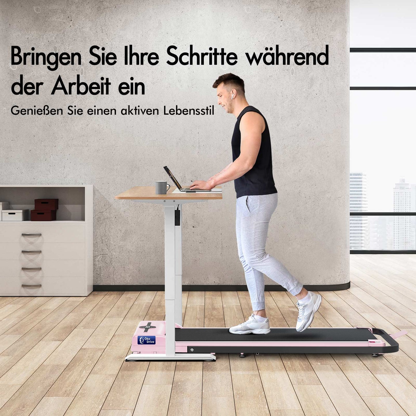 BLACK LORD Laufband Elektrisch Laufkissen Zuhause Büro Fitnessstudio Faltbar, mit Griff, Rosa