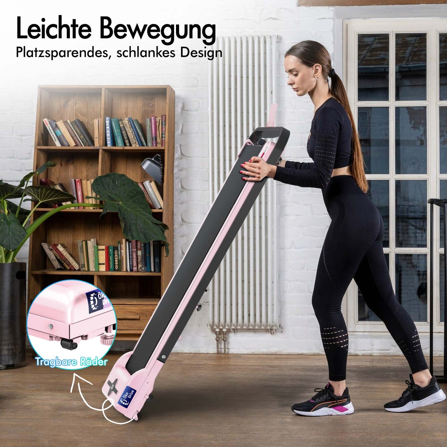 BLACK LORD Laufband Elektrisch Laufkissen Zuhause Büro Fitnessstudio Faltbar, mit Griff, Rosa