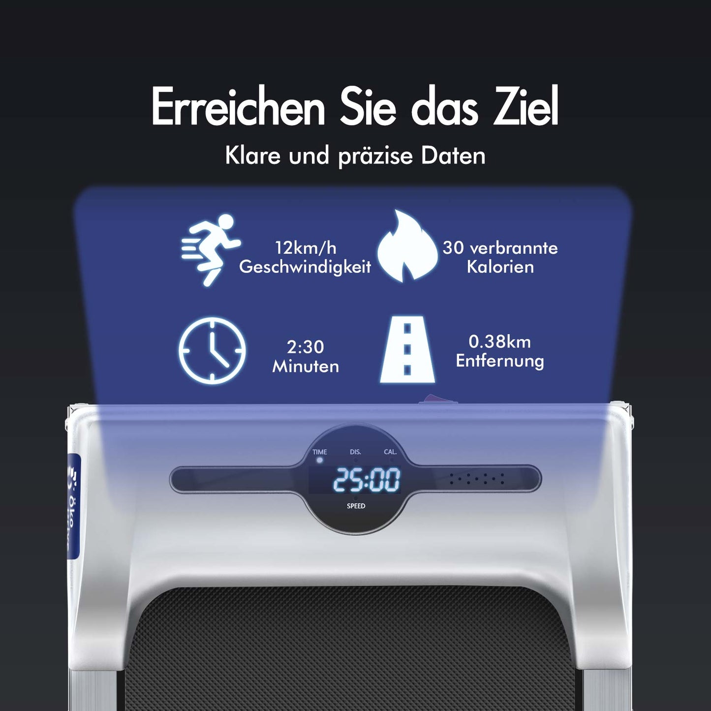 BLACK LORD Laufband Elektrisch Laufkissen Zuhause Büro Fitnessstudio Faltbar, mit Griff, Silber