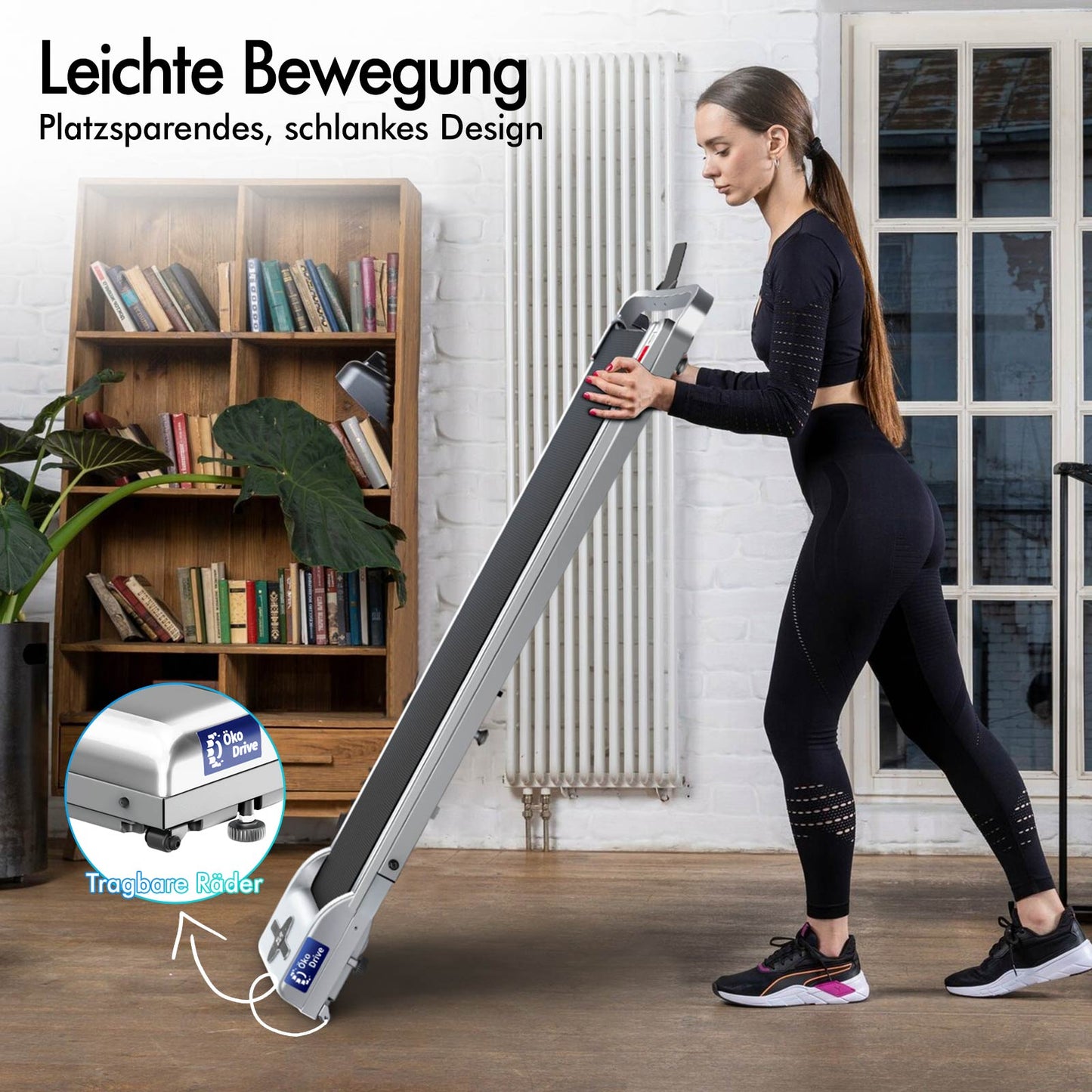 BLACK LORD Laufband Elektrisch Laufkissen Zuhause Büro Fitnessstudio Faltbar, mit Griff, Silber