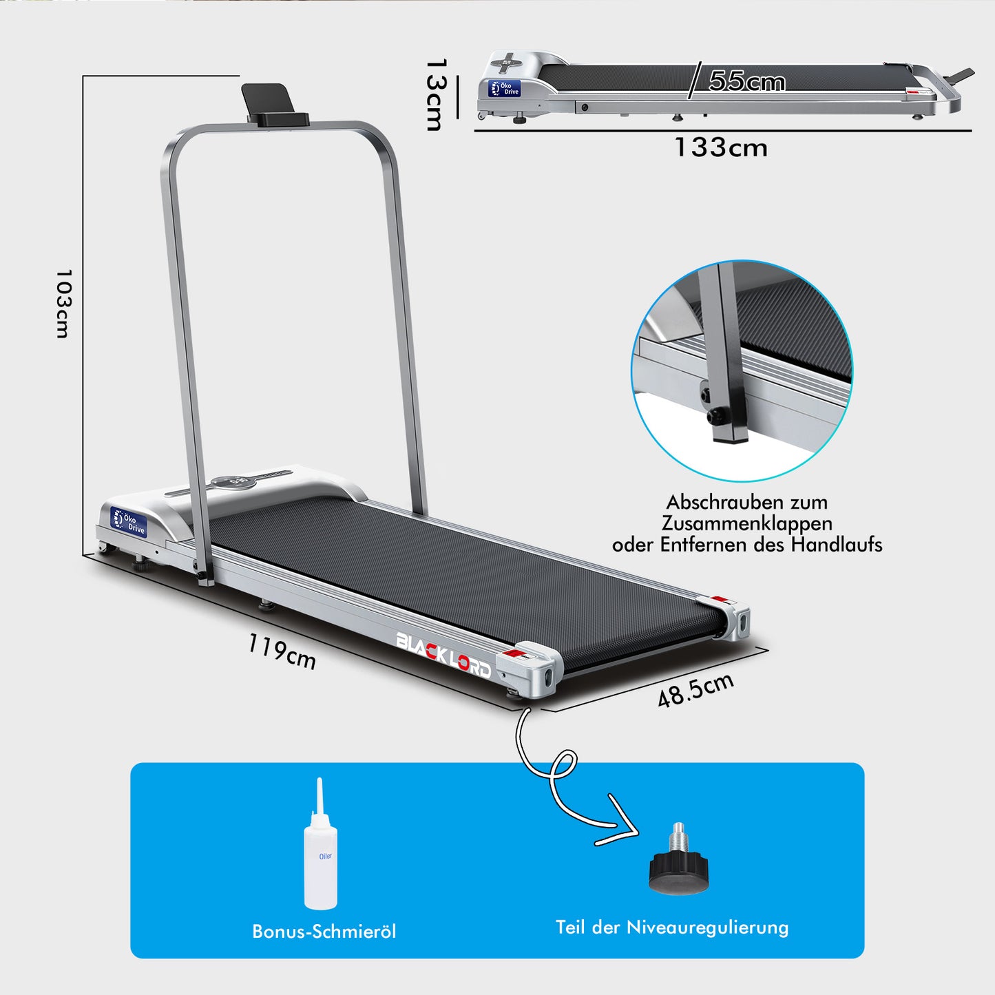 BLACK LORD Elektrisches Laufband Geh-Pad Zuhause Büro Fitnessstudio Fitness