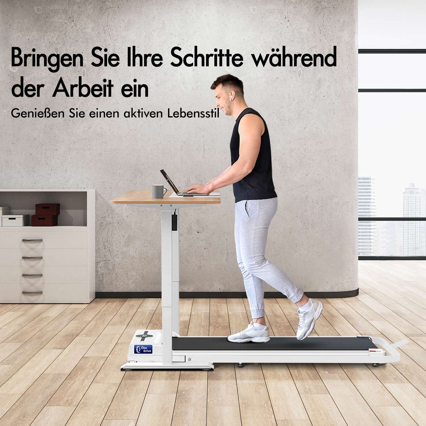BLACK LORD Laufband Elektrisch Laufkissen Zuhause Büro Fitnessstudio Faltbar, mit Griff, Weiß