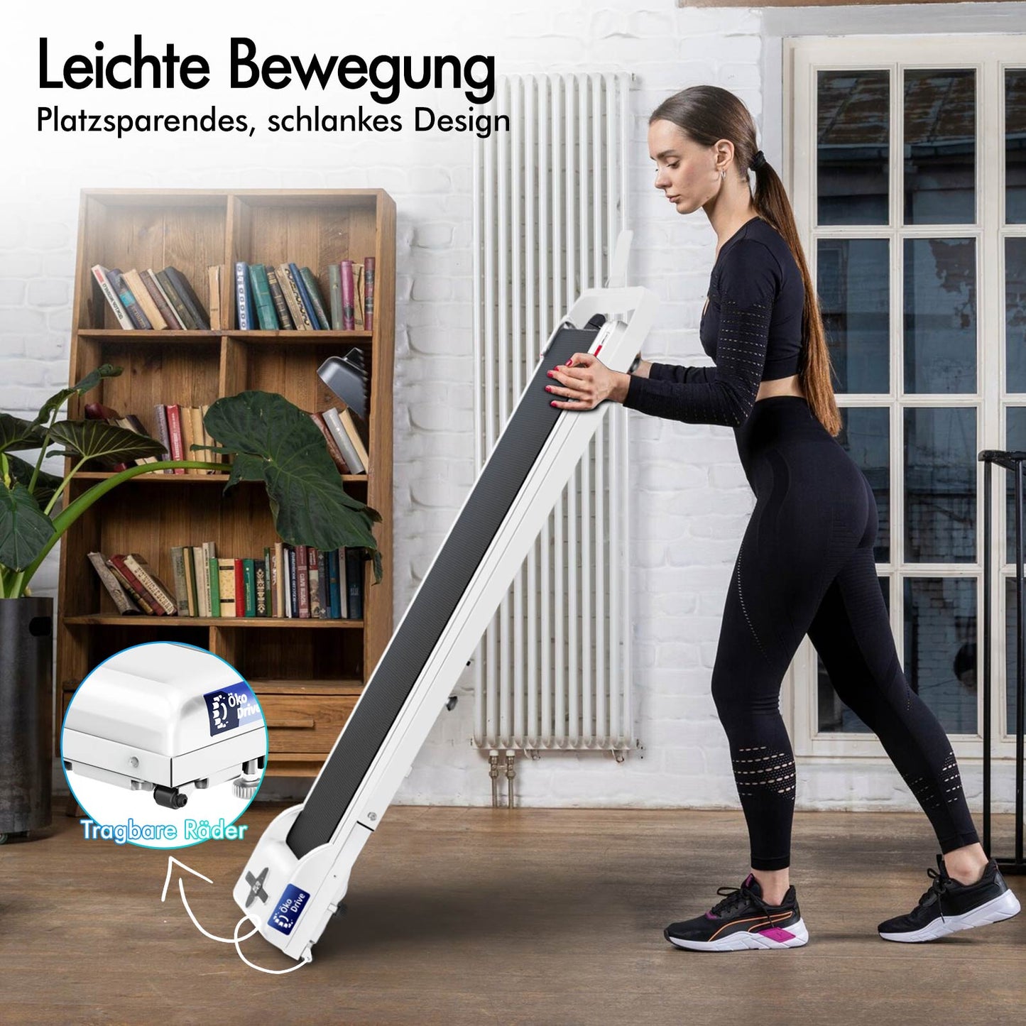 BLACK LORD Laufband Elektrisch Laufkissen Zuhause Büro Fitnessstudio Faltbar, mit Griff, Weiß